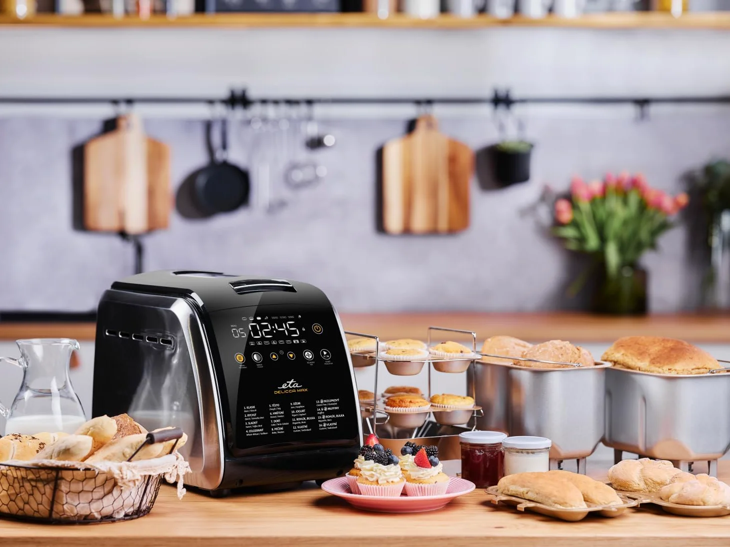 ETA Delicca II Max I - Macchina per il pane fino a 1,5 kg, 2 ganci per impastare, completamente automatica, 16 programmi, 850 W, macchina per il pane