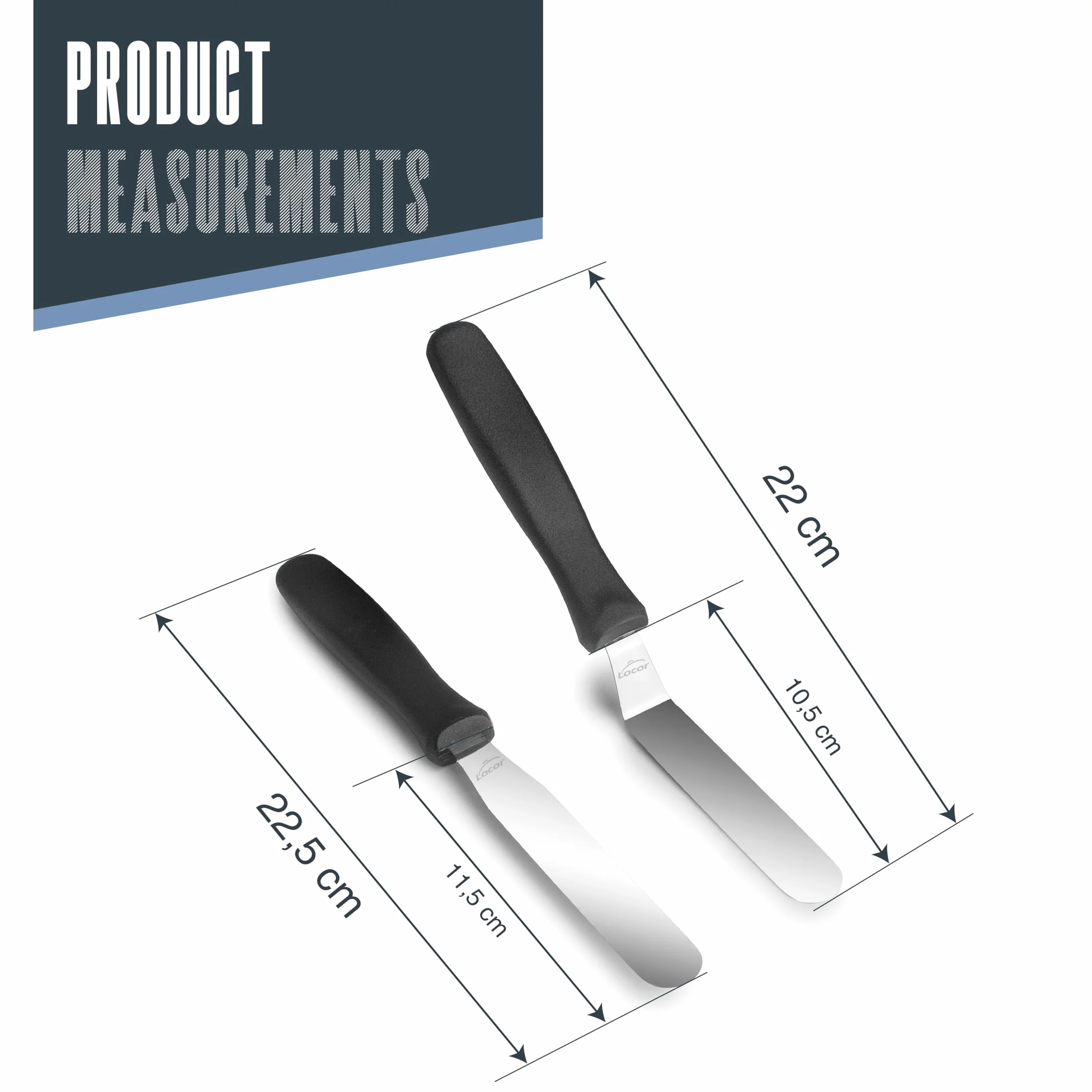 Lacor Set 2 Mini Spatole Acciaio Inox 22,5 x 11,5 cm e 22 x 10,5 cm per Placcatura