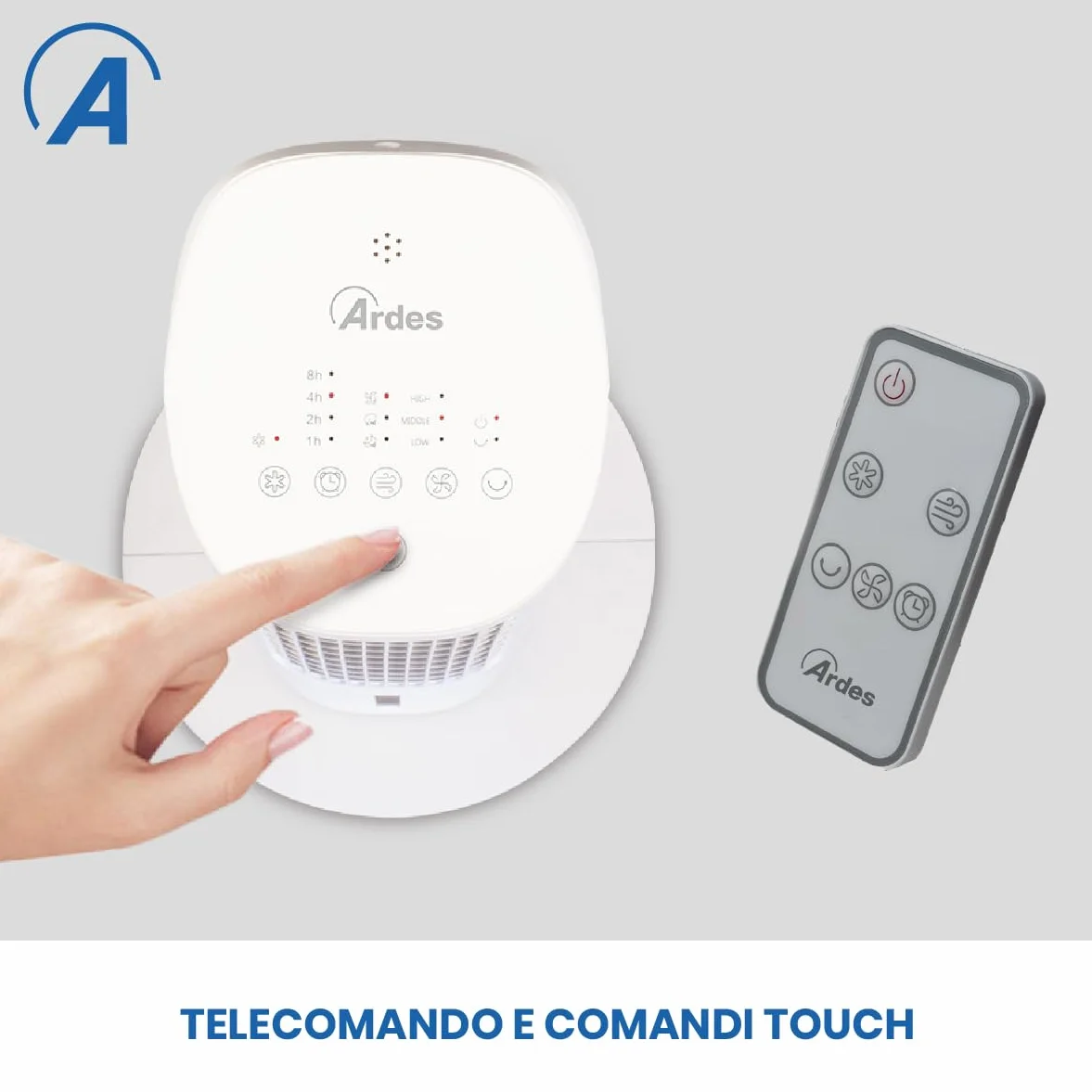 Ardes EOLO TOWER Raffrescatore Evaporativo 60W con Oscillazione Automatica, 3 Velocità, Timer 12 h, mando, Schermo Digitale, Comandi Touch, Serbatoio 3 L e Diffusore di Aroma