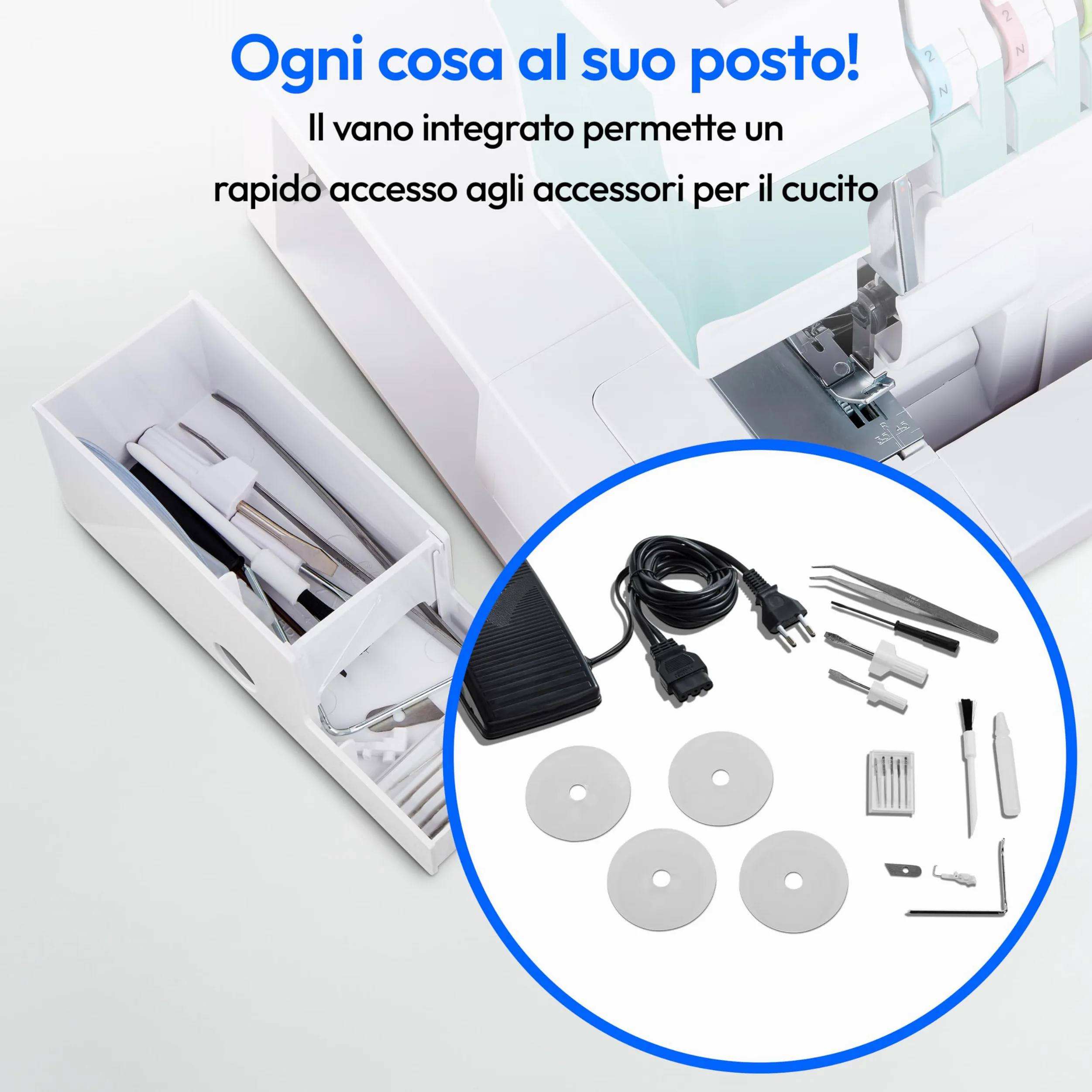 MEDION Macchina per cucire SO90 (elettrica, 90 watt, luce LED, taglio a una passata, numerosi accessori, MD19169) turchese