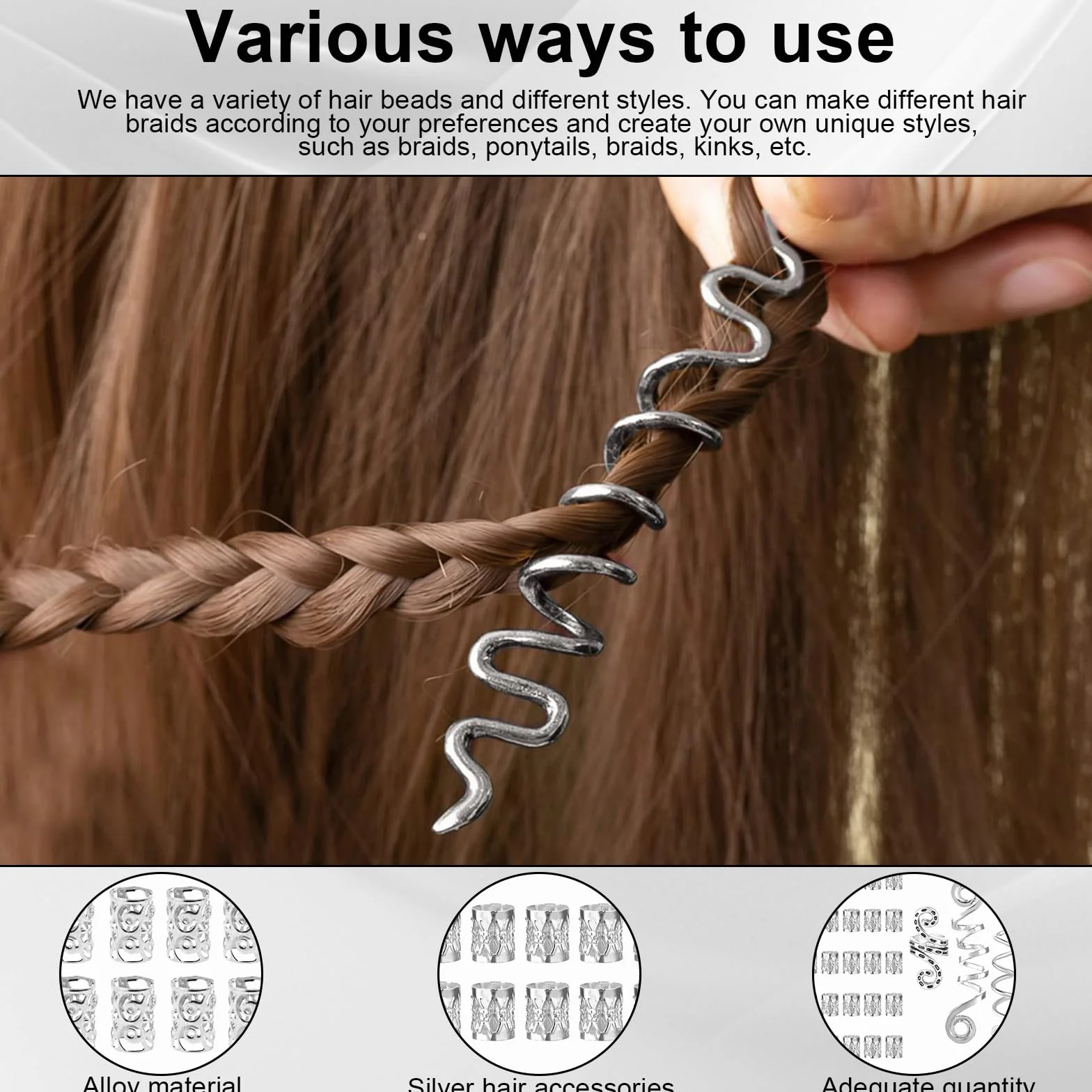Accessori Capelli a Spirale in Argento 40 Pezzi per Festival Feste Matrimoni