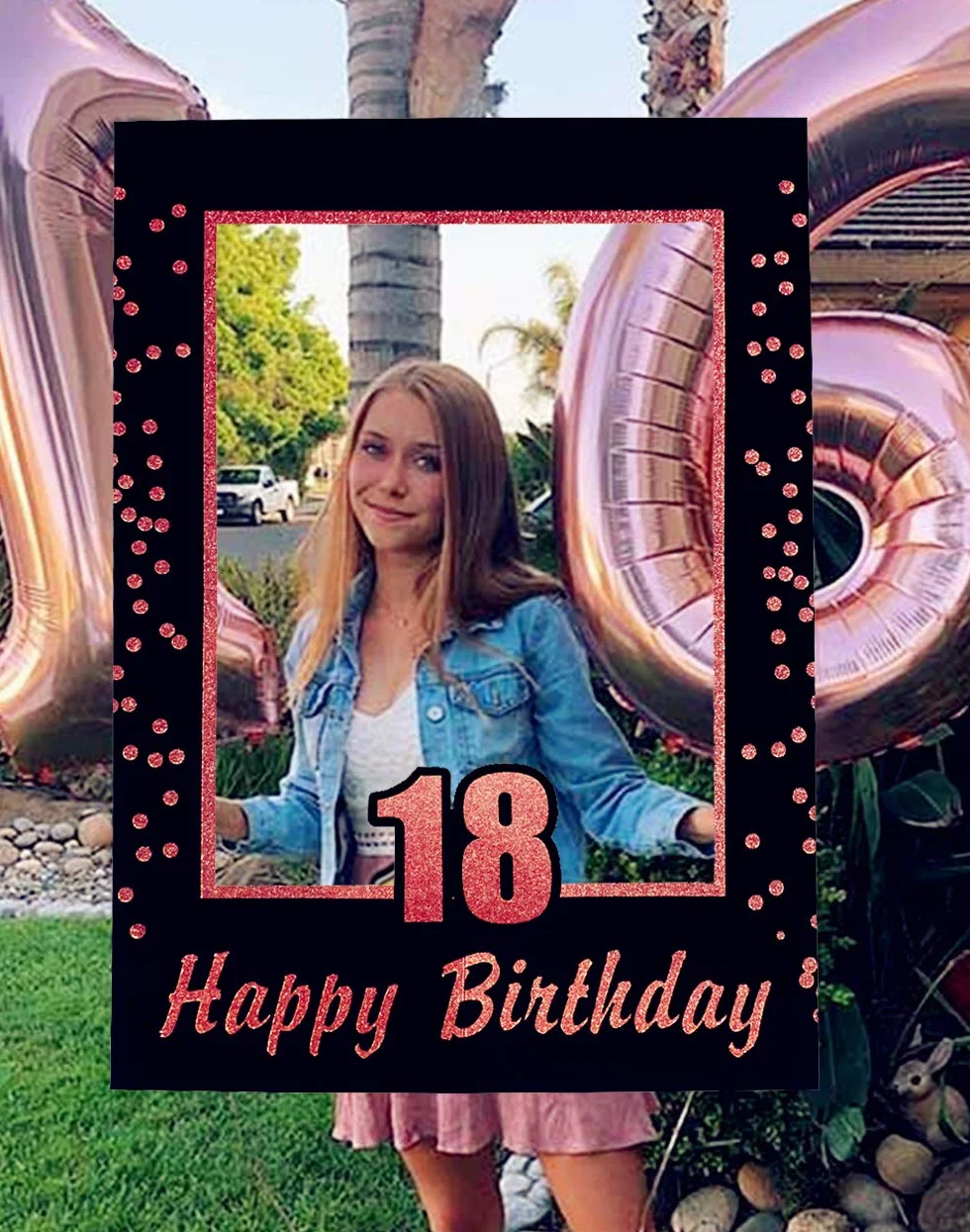 Jevenis rose gold 18th birthday party photomaton puntelli cornice per foto del 18 ° compleanno cornice per foto di compleanno