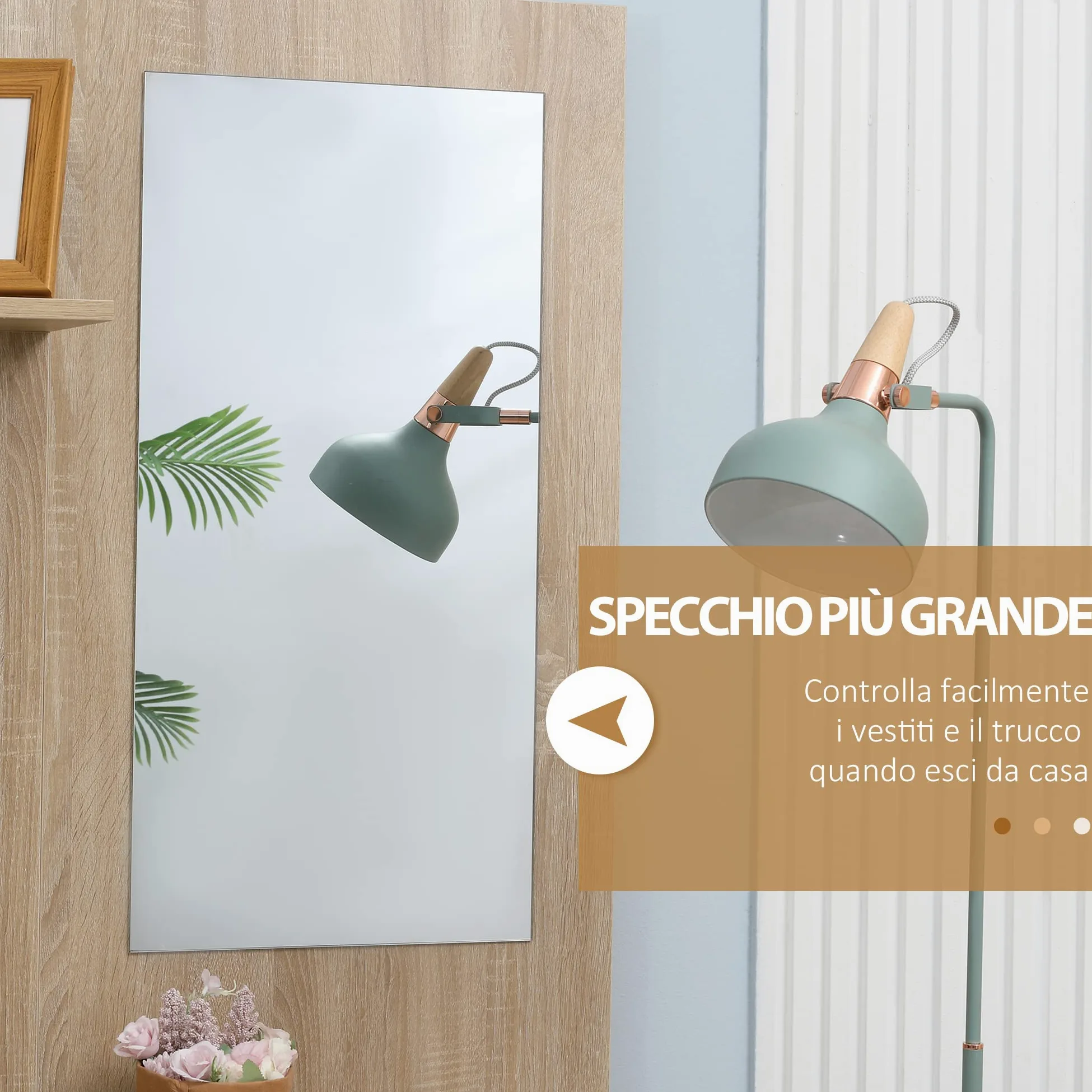 HOMCOM Mobile Attaccapanni da Ingresso 4 in 1 con Specchio, Ganci e Ripiani Regolabili Interni, Mobile da Ingresso Multiuso in Legno con Cassetto, 145x29x184 cm, Legno Naturale e Bianco