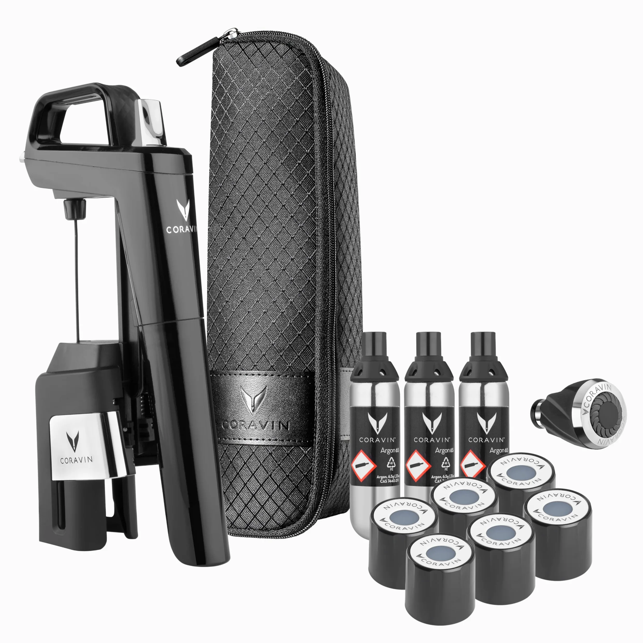 Coravin Timeless Six+ Sistema di Conservazione del Vino | Facile da usare Protegge il Vino dall'Ossidazione Per Più di 2 Anni| Aeratore e custodia da Viaggio Incluso - Nero pianoforte