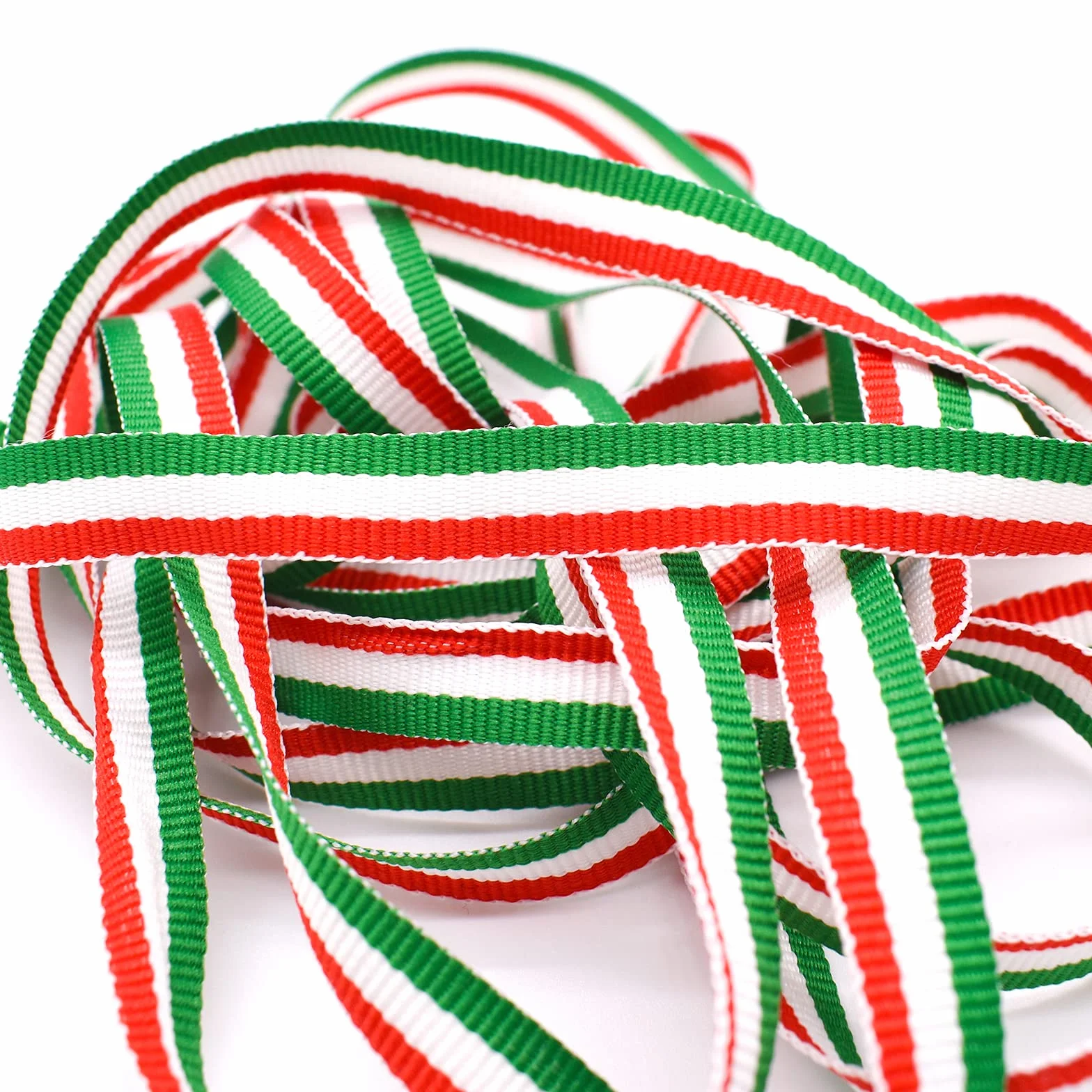TRIXES Nastro tricolore italiano 45 m x 10 mm bobina nastro decorativo nylon vivace rosso bianco verde - artigianato - crea drappo patriottico - feste nazionali - scrapbooking - confezioni regalo