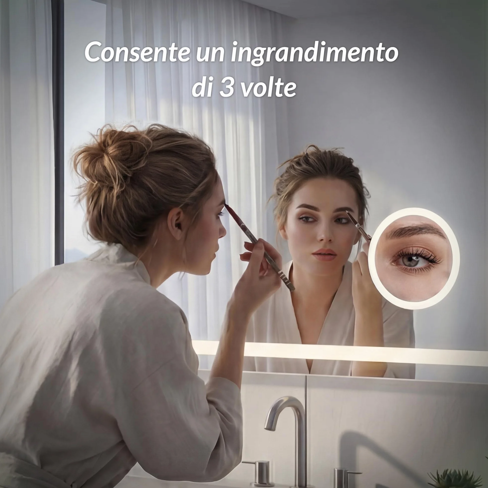 Specchio Bagno con Luce LED Antiappannamento 3 Temperature Colore 3000K-6500K Dimmerabile 10%-100% Lente Touch con Memoria HD Specchio bagno LED IP44 IP65 Impermeabile 80x60cm