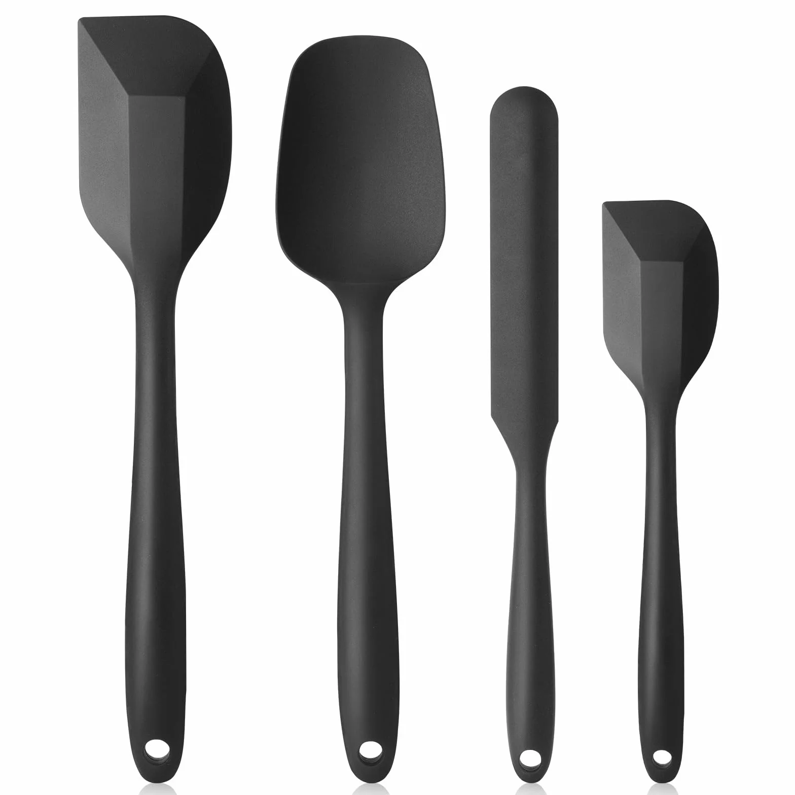 Vicloon Spatole in Silicone Set 4 PCS Spatola da Cucina Utensili per Uso Alimentare Resistente al Calore Antiaderenti (Nero)
