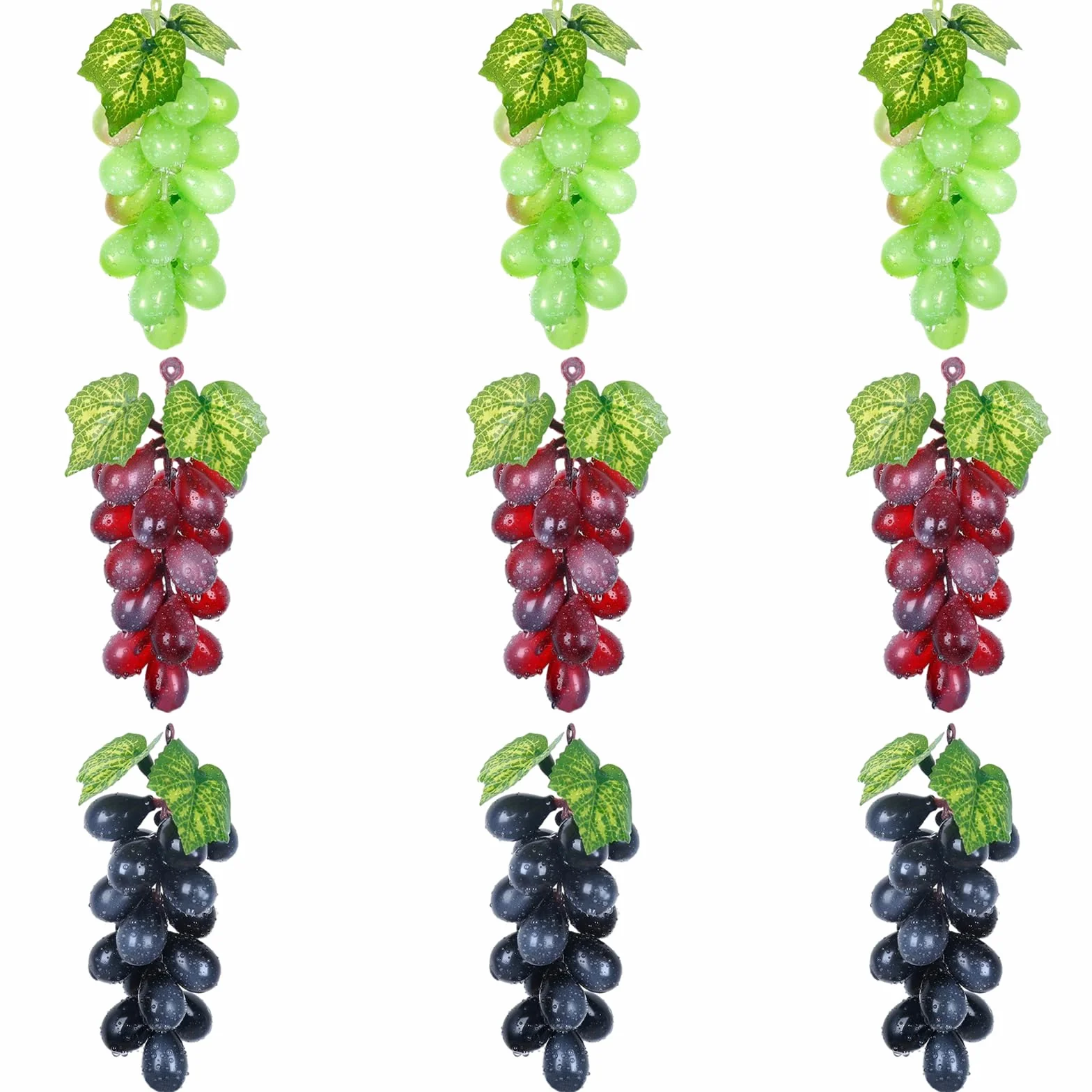 9 Pezzi Uva Grappoli Realistici Finta Frutta Artificiale per Decorazione Vino