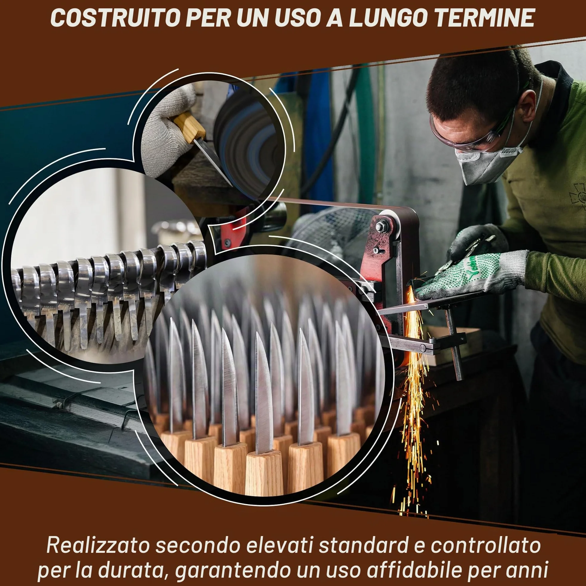 BeaverCraft S13 Kit per intaglio del legno con 3 coltelli - Set utensili per cucchiai, scultura e falegnameria, per principianti destrimani, con coltello a uncino