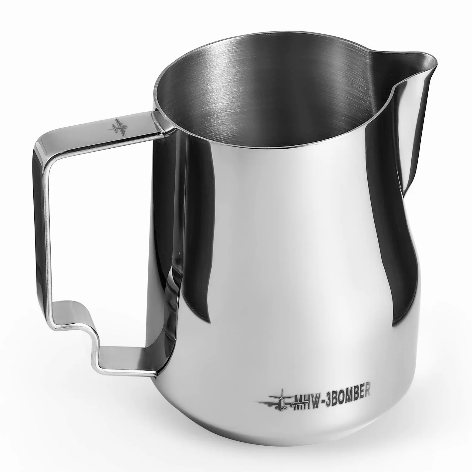 MHW-3BOMBER Brocca per latte professionale da 350 ml, in acciaio inox da 15 oz per espresso, cappuccino fumante con design Hawksbill, accessori per barista, modello P7121S