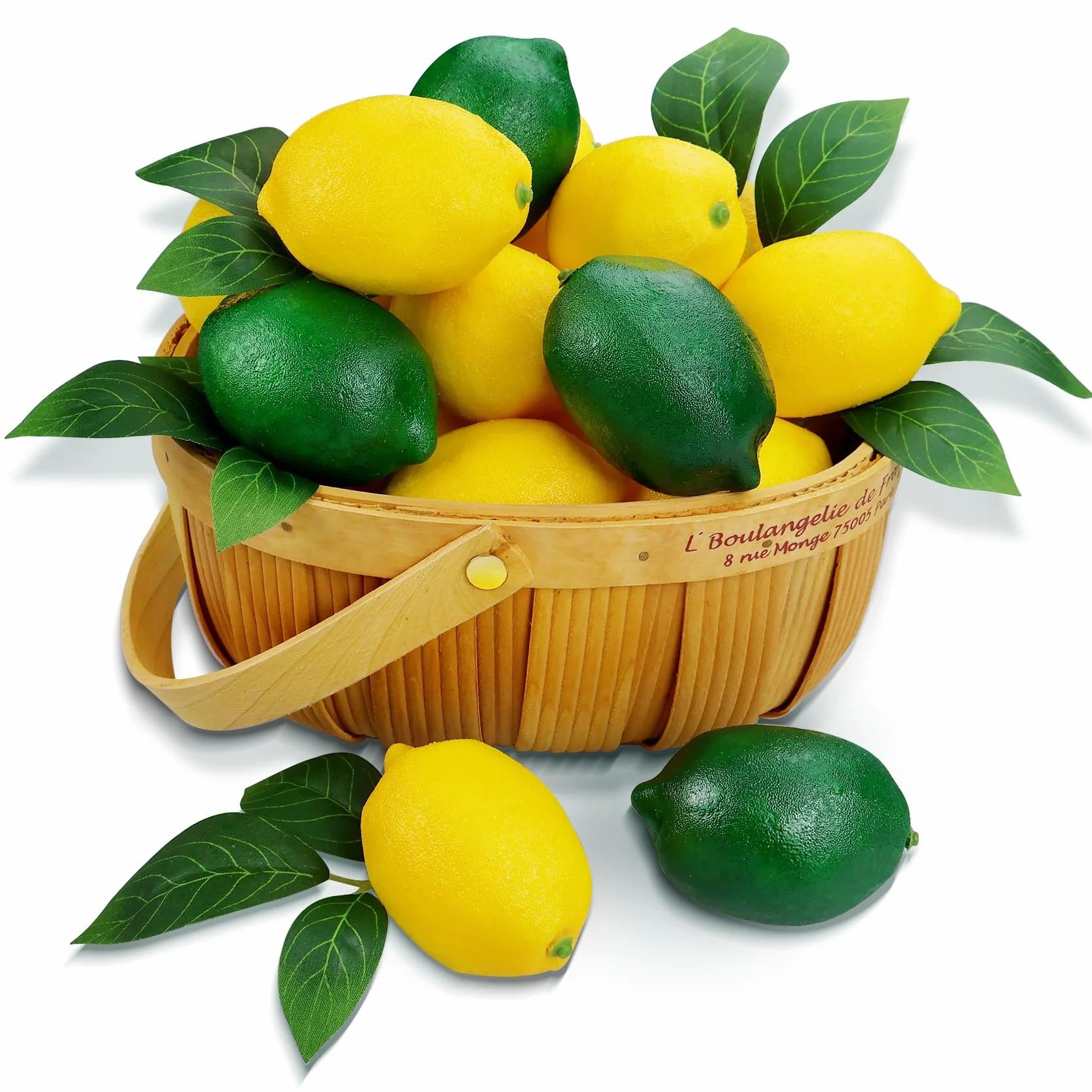 24 Pezzi Limoni e Lime Finti Decorativi con Foglie, Frutta Artificiale Realistica in Plastica per Cucina, Centrotavola Estivo