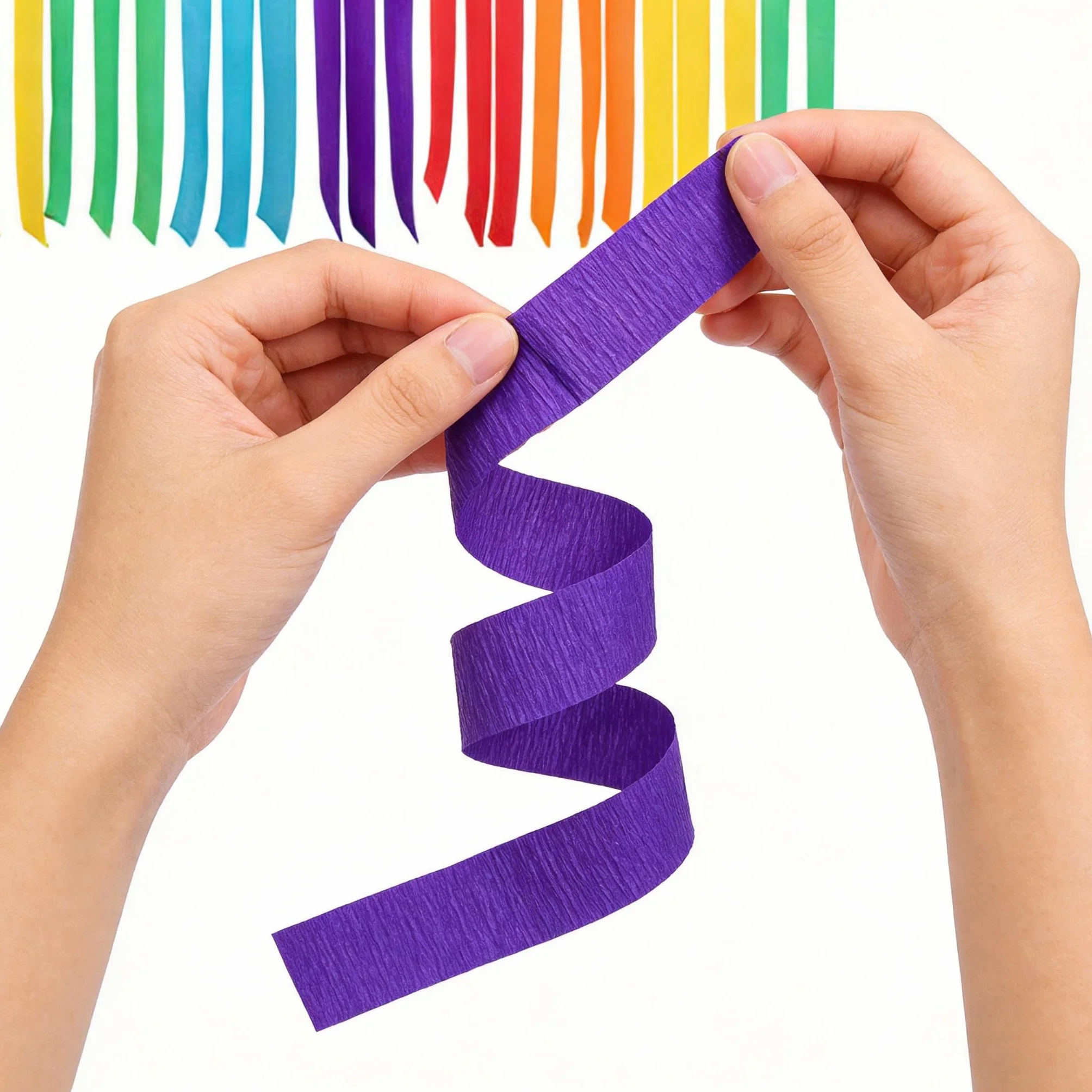 Carta Crespa Colorata 8 Rotoli 4,5 cm x 25 m Nastri Arcobaleno per Decorazioni Feste