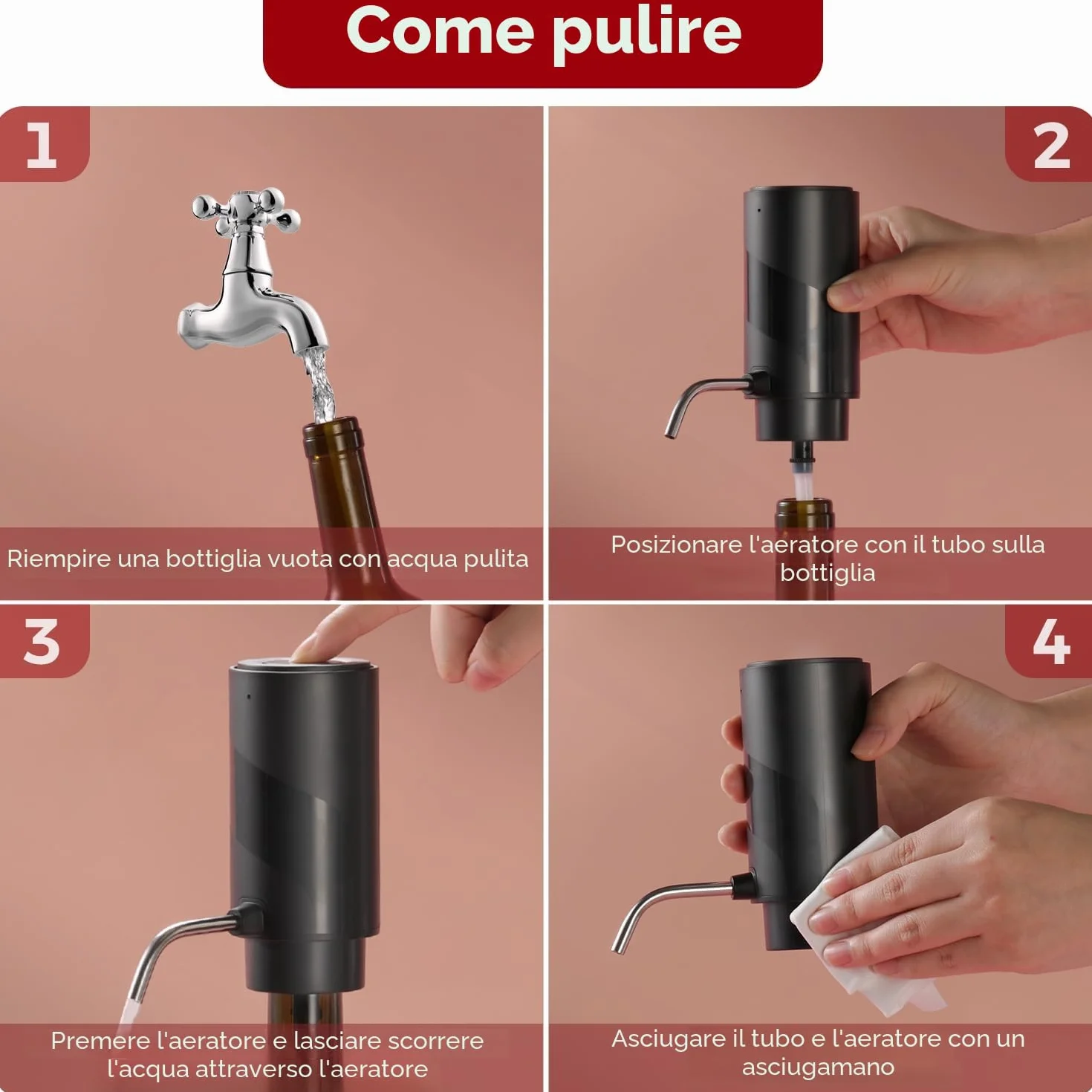 ZOYIDOUX Cavatappi Elettrico Ricaricabile Apribottiglie Vino 4 in 1 Kit Regalo