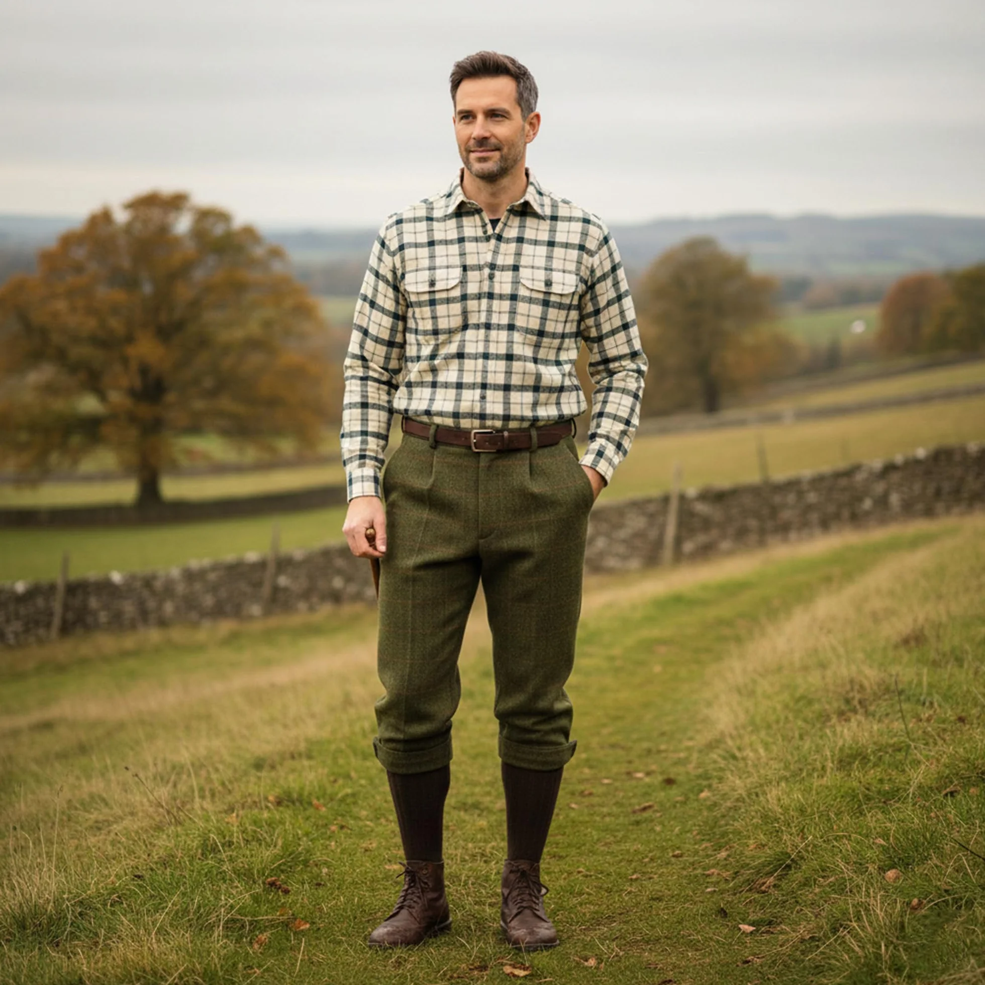 G5 Apparel D35 Pantaloni da equitazione da uomo in tweed leggero Derby