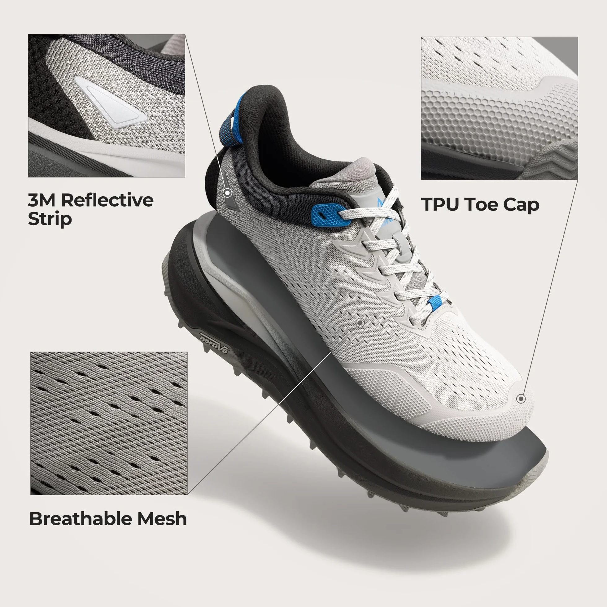 NORTIV 8 Scarpe Trail Running Punta Larga Uomo, Ammortizzate Camminata a Piedi Nudi, Tennis, Allenamento, Palestra, Cross Training, alla Moda