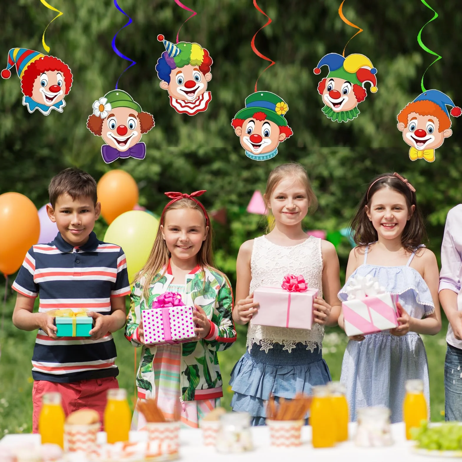 Set Decorazione Clown Carnevale 2 Grandi 6 Piccoli Decorazioni Porta Festa