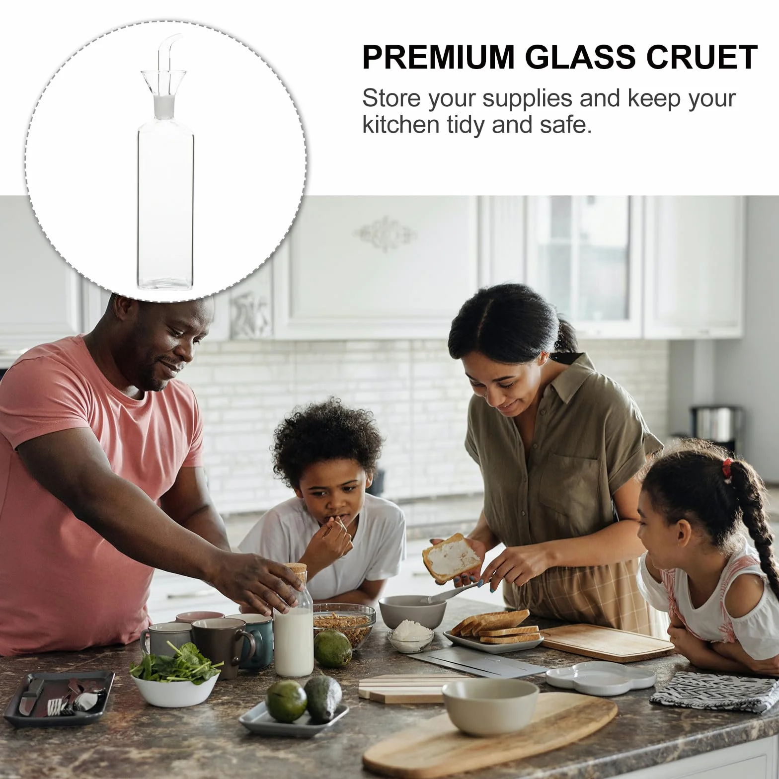 SHINEOFI Distributore Olio e Aceto Vetro Borosilicato Satinato 1 Litro Beccuccio Dosatore