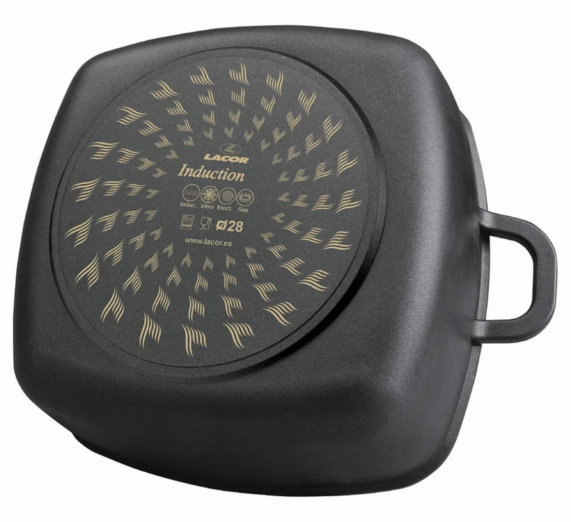 Lacor 25829, Pentola tuttofare in ghisa d'alluminio con coperchio, quadrata, diametro 28 x 28 cm