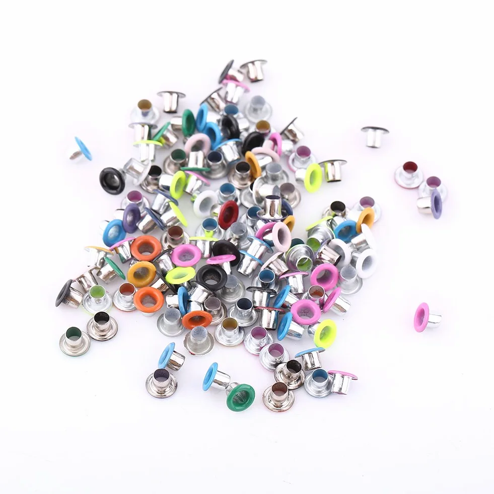 Occhielli rotondi metallo da 3 mm 500 pezzi colori misti, per scrapbooking scarpe artigianali pelle vestiti fai da te