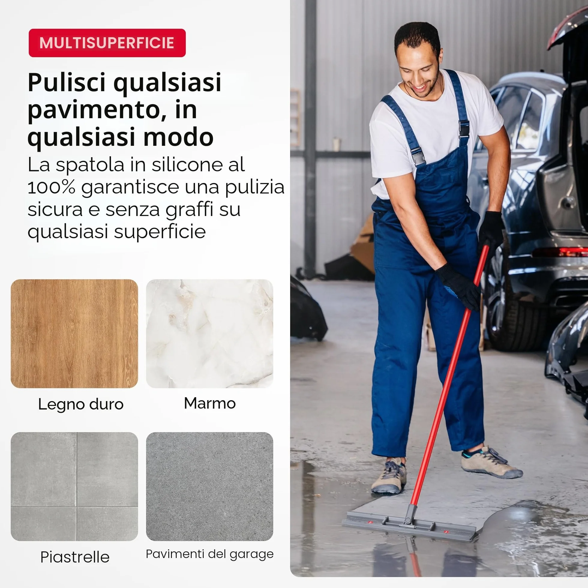 Tyroler Mocio Lavapavimenti Tira Acqua 2-w-1 140cm 42cm Silicone