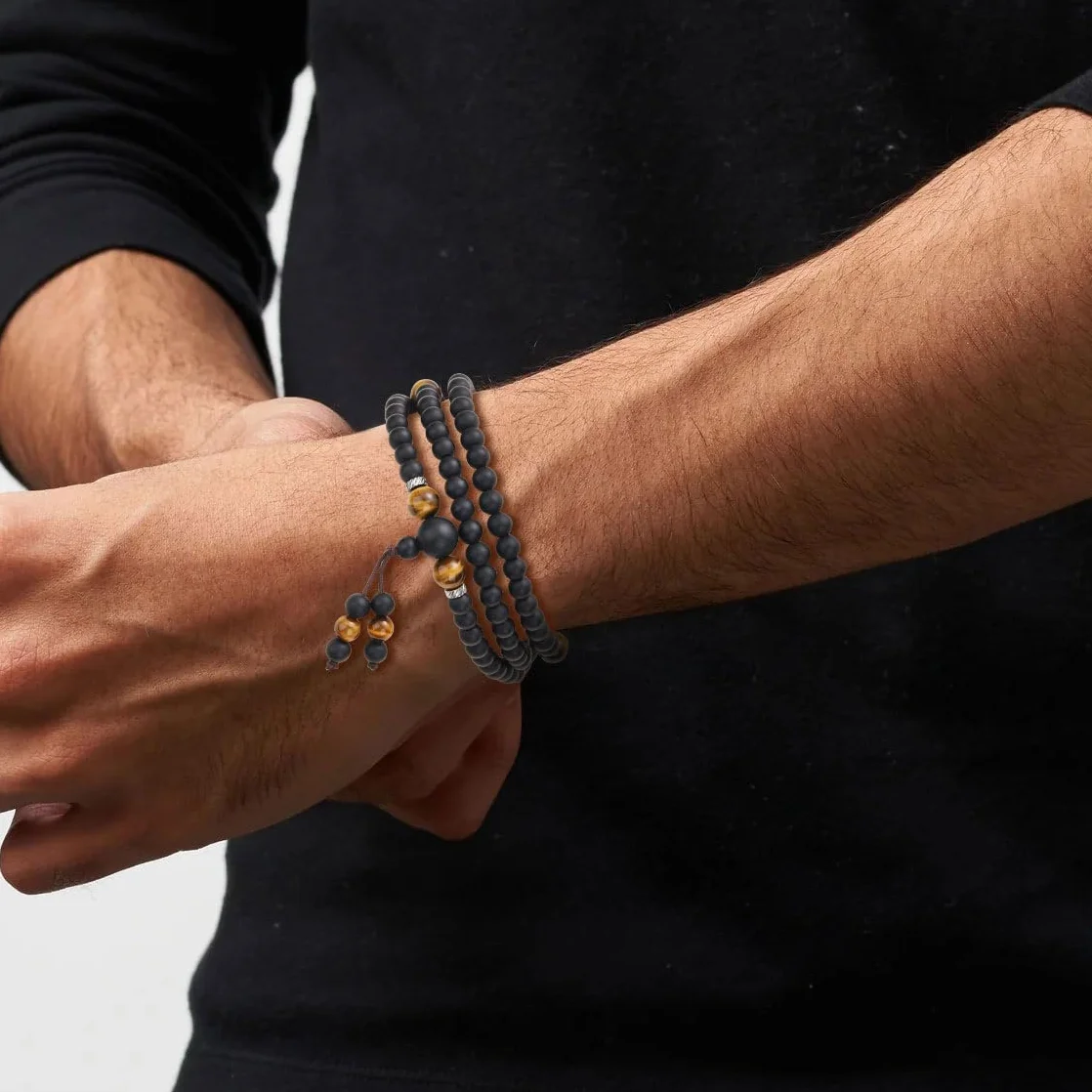 COAI Collana Mala 108 Grani, Bracciale Mala Multistrato 108 Perle in Pietre Naturali, Rosario Buddista Uomo Donna