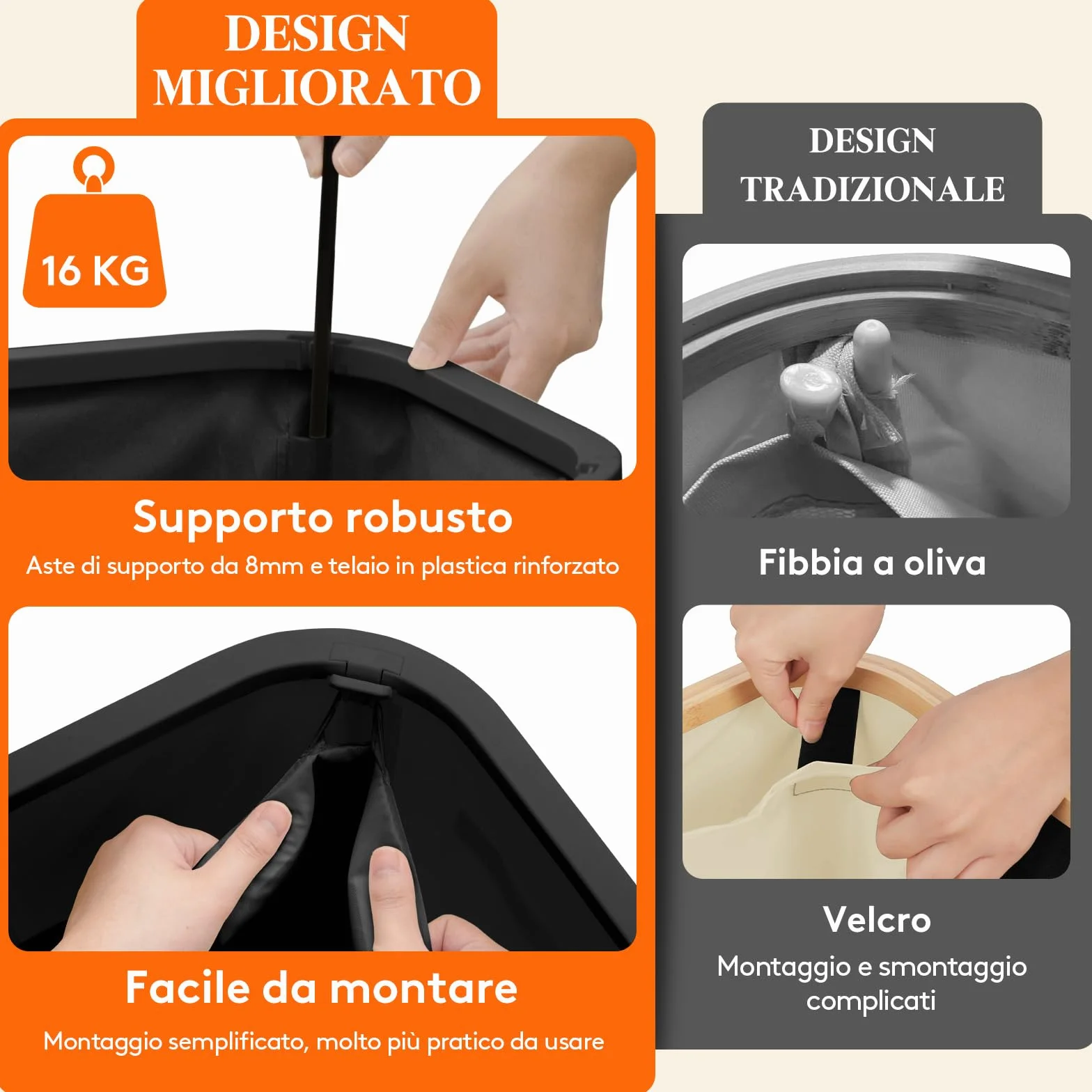 Lifewit Cesto Porta Biancheria Sporca con Coperchio e Ruote, Portabiancheria Pieghevole con Sacco Rimovibile, Laundry Basket per Camera da Letto, Bagno e Lavanderia, 85L, Nero