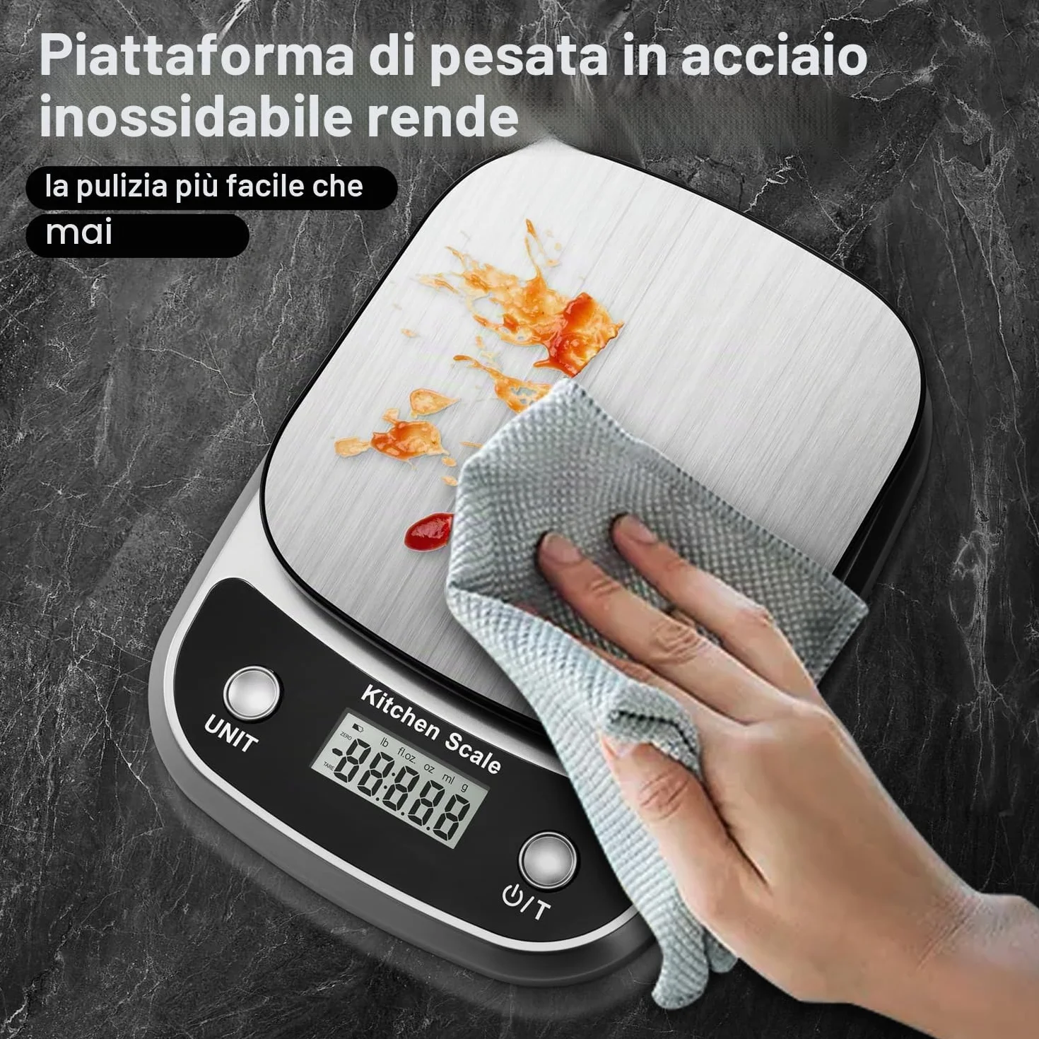 GRAM PRES Bilancia digitale da cucina per alimenti, peso in grammi e oz, bilancia professionale da 10 kg/1 g, per dimagrire e cottura al forno