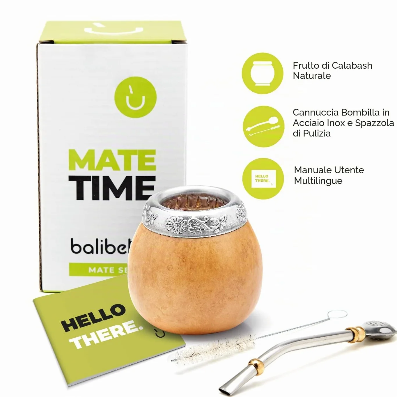 Mate Argentino Set Autentico BALIBETOV Tazza Mate Originale Bombilla Yerba Mate Beige