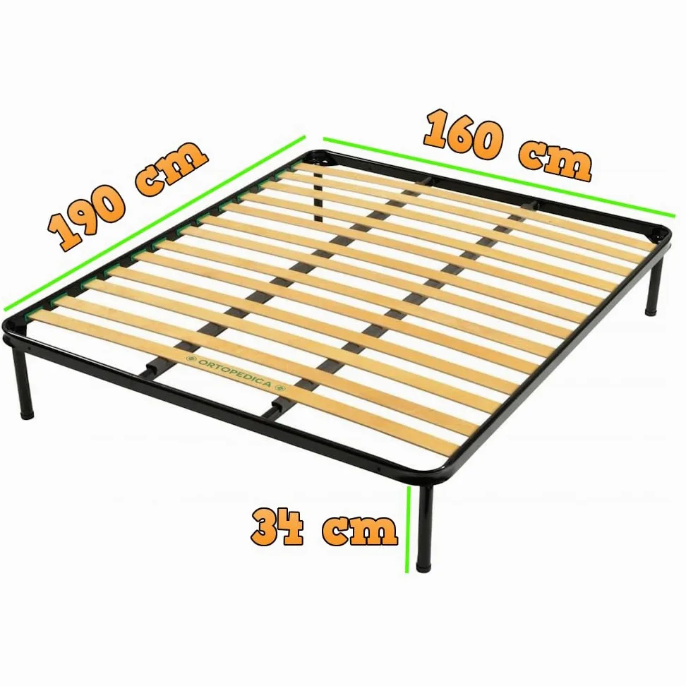 Generico Rete Letto Matrimoniale 160x190 cm – Ortopedica e Resistente – Doghe in Legno Multistrato, Telaio in Ferro Robusto – Made in Italy, Qualità 100% Italiana
