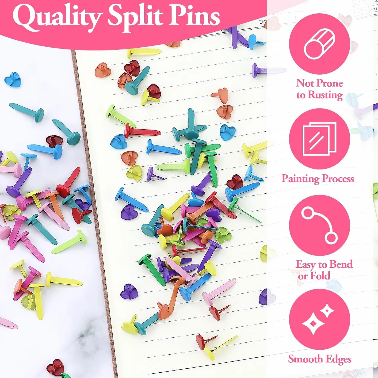 Fermacravatte Parigine Multicolore 300 Pezzi, Fermacampioni Piccoli per Scrapbooking