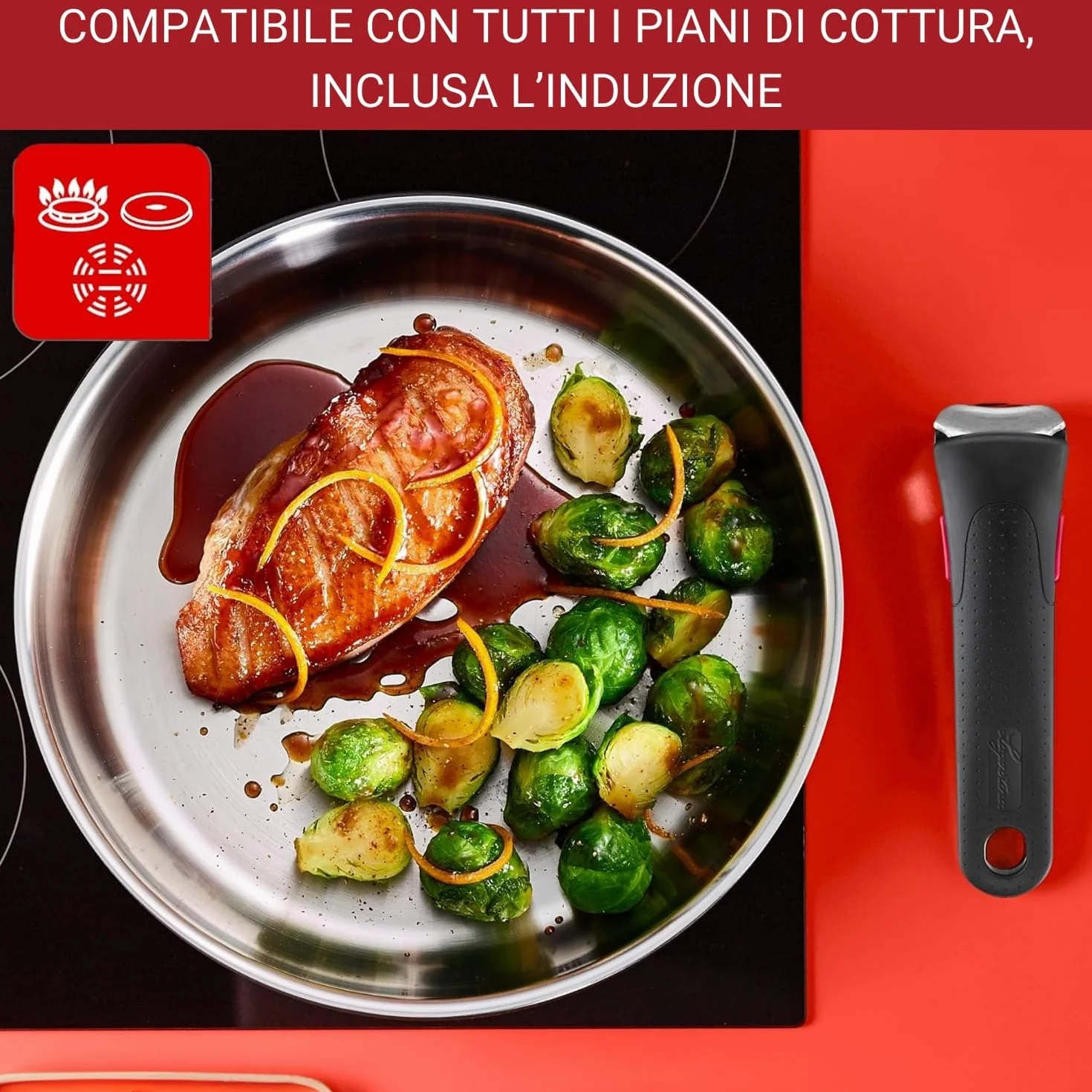 Lagostina Ingenio Inox Set di Pentole e Padelle in Acciaio Inox, 20 Pezzi, Adatto ad Induzione