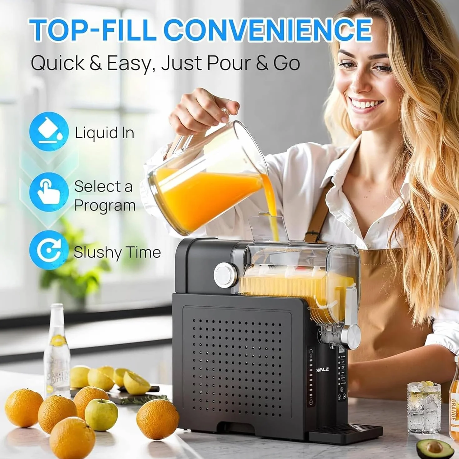 Granita, macchina per granita da 1,6 l, senza ghiaccio, per la casa, macchina professionale per bevande ghiacciate, autopulente, 6 programmi preimpostati, margarita ghiacciate, frappé, milkshake