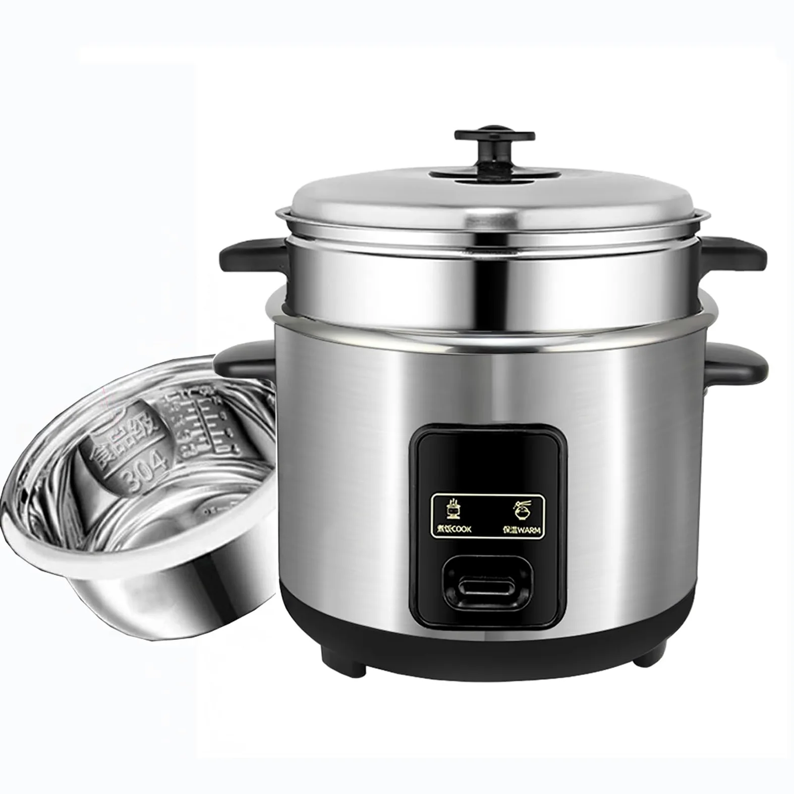 Cuociriso (2-6L) Pentola interna in acciaio inossidabile 304, isolamento intelligente, prepara riso e cibo a vapore e verdure, alimentazione 220-240V US/EU(4L)