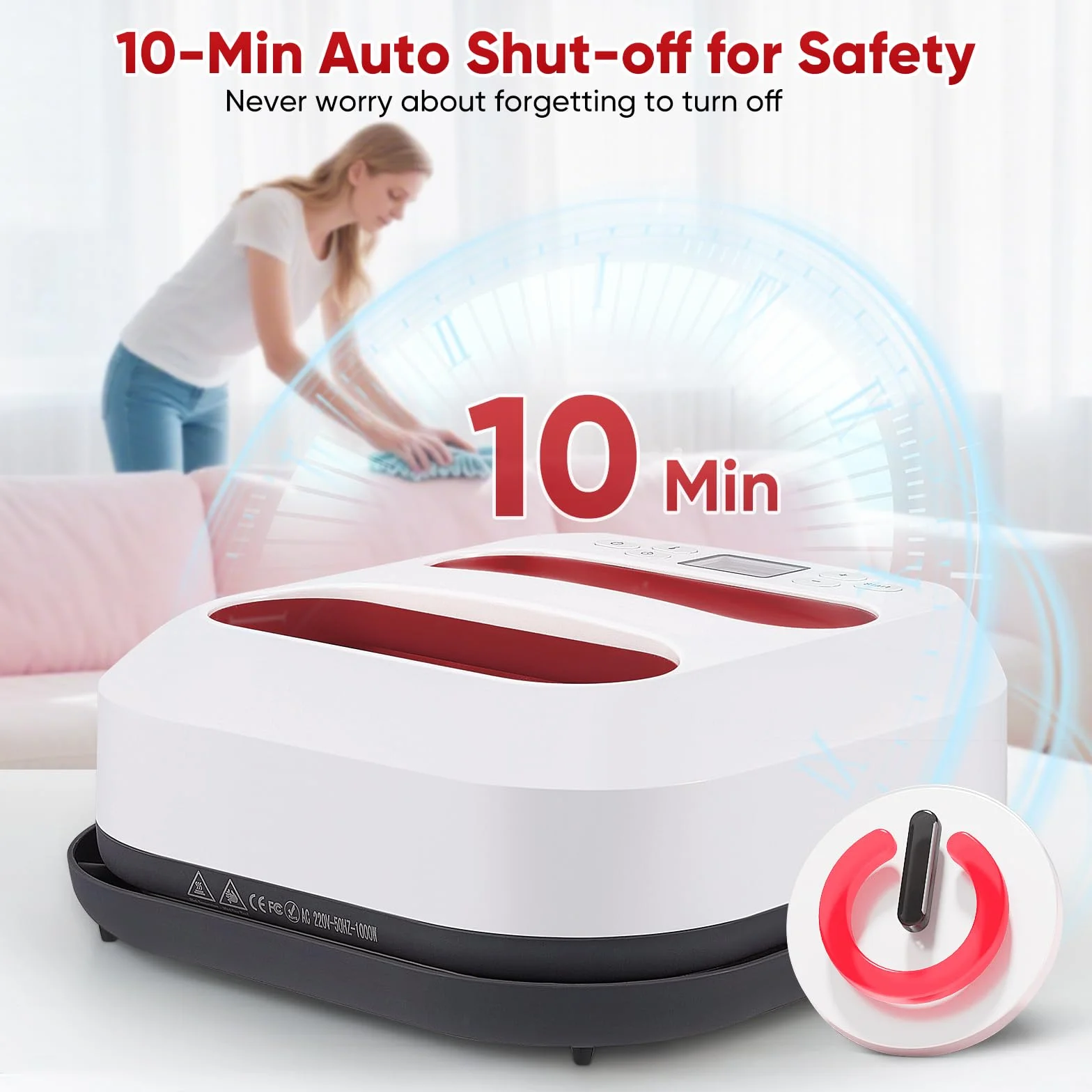 Pressa a Caldo per Tessuti, Pressa a Caldo Portatile con Timer e Controllo Della Temperatura (100-205 °C), Trasferimento Rapido di Tessuti, Include 12 Adesivi, 22,5x22,5CM(9 x 9 pollici)