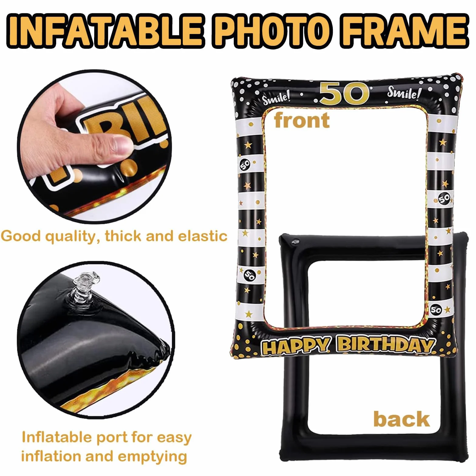Cornice Portafoto Gonfiabile 50 Anni 71 x 58 cm Oro Compleanno Photo Booth Props