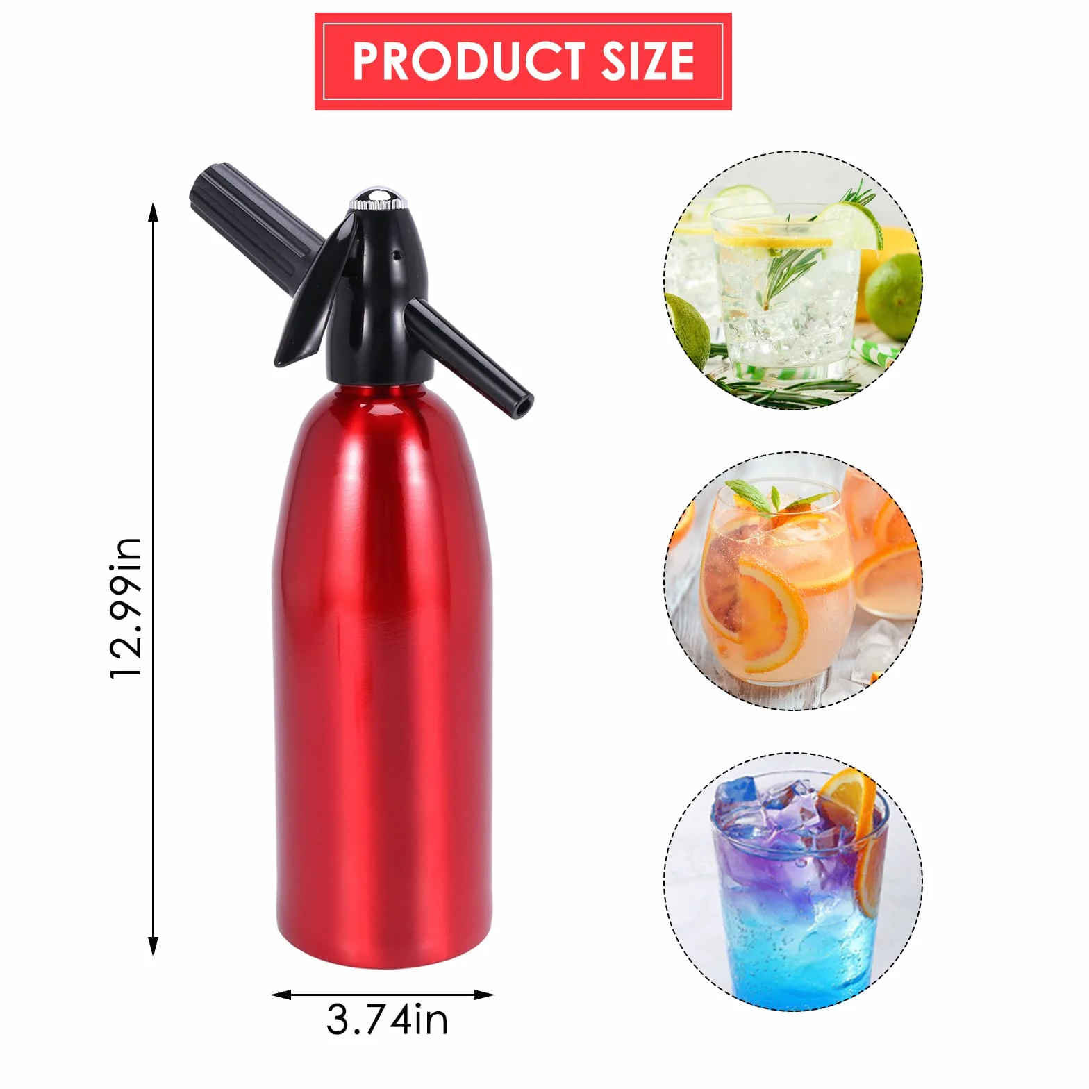 Soda Maker | Soda Maker Portatile | Soda Siphon Bottle con Regolatore di Pressione | Aluminium Sparkling Water Maker per Succhi di Frutta Fatti in Casa, Mojito, Cocktail, Bevande