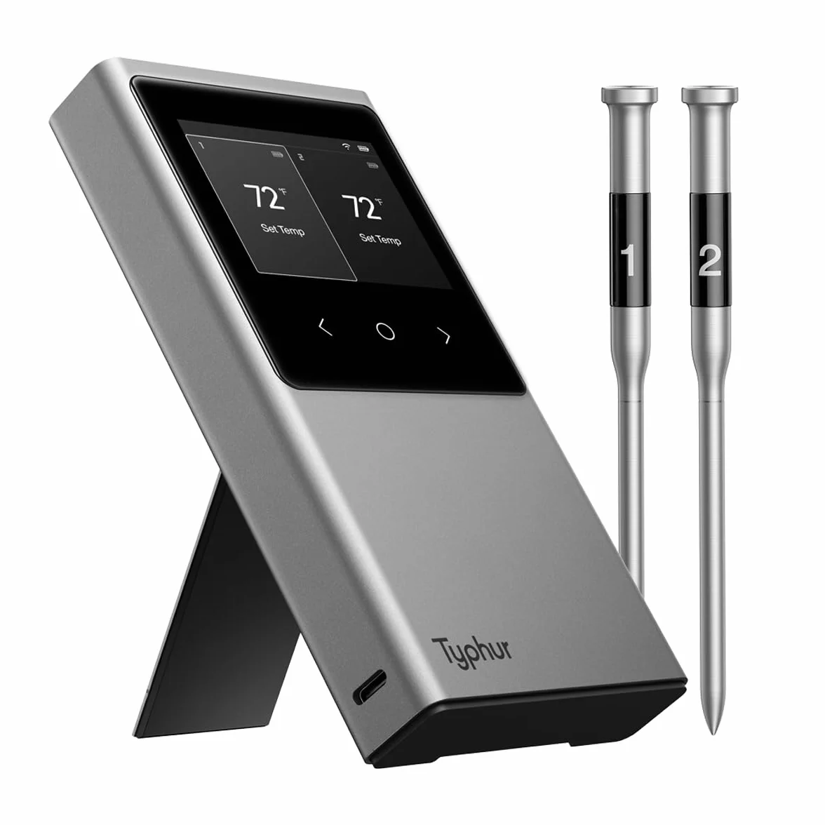 Typhur Sincronizzazione WiFi Wireless Carne Termometro Digitale, 2 Sonde, Base Intelligente, Display LCD, Portata illimitata, Bluetooth 5.4, Migliore Stabilità, Precisione Certificato NIST, BBQ, Grill
