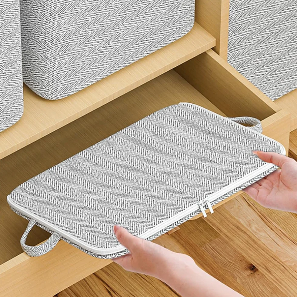 Organizer per Armadio Grande Capacità 220 L, con Coperchio con Cerniera e Divisori Pieghevoli per Cassetti, Scatole per Vestiti per Scaffali