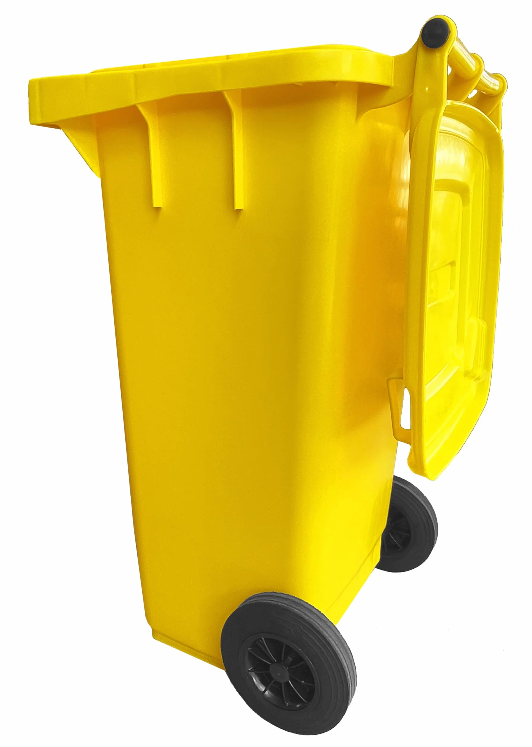 Mobil Plastic - Bidone Raccolta Differenziata 120 Litri con Coperchio e Ruote per Uso Esterno | Colore Giallo | Plastica Resistente | Certificato UNI EN 840
