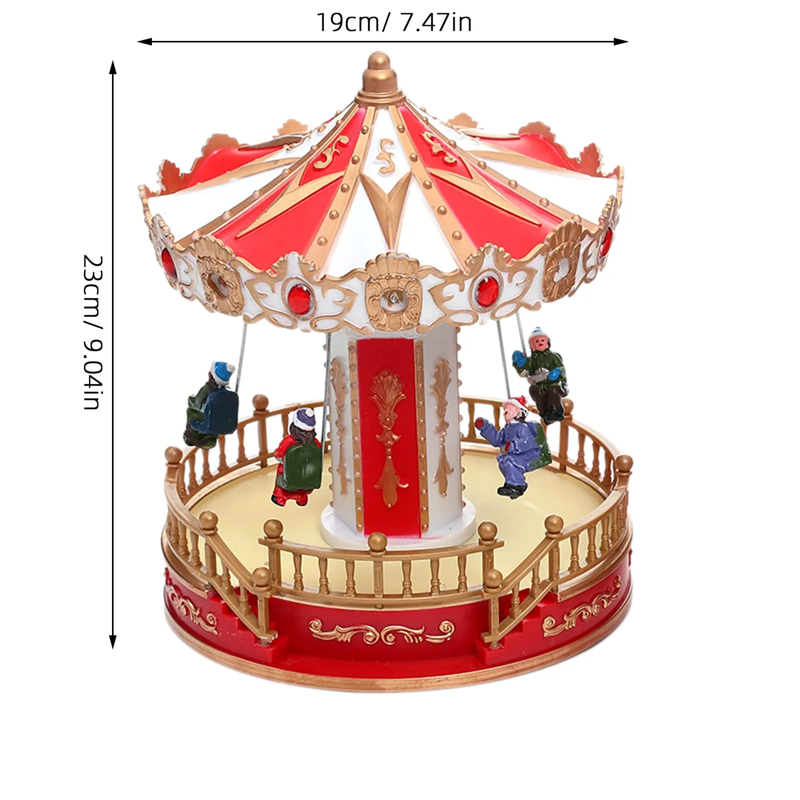 TOYANDONA Giostra natalizia illuminata: giostra rotante in resina - Decorazione da tavolo con Babbo Natale a LED e musica - Statuetta musicale a forma di altalena per le feste, ideale per decorare