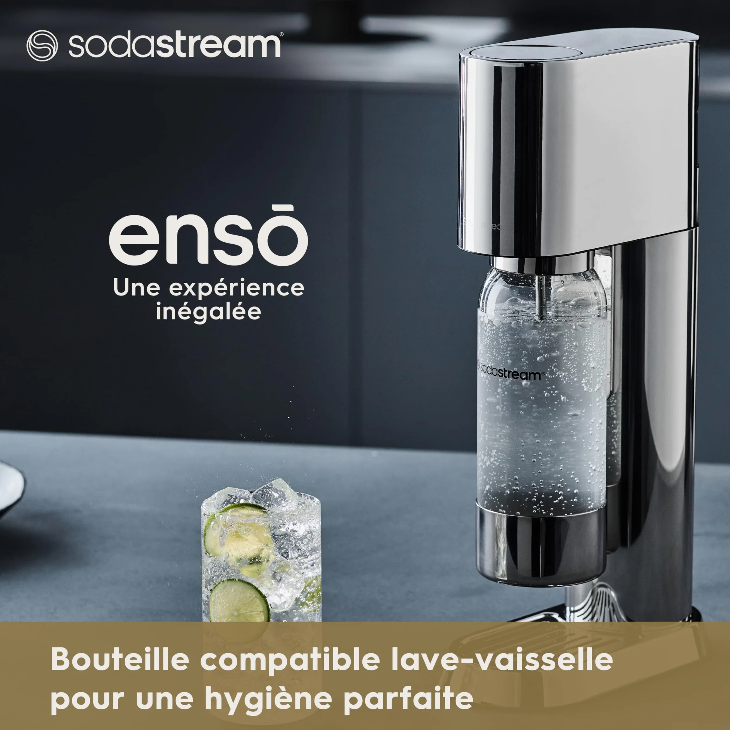 sodastream Enso Gasatore per realizzare acqua frizzante in Acciaio Inossidabile con una Bottiglia Inclusa, Cilindro CO2 Non Incluso