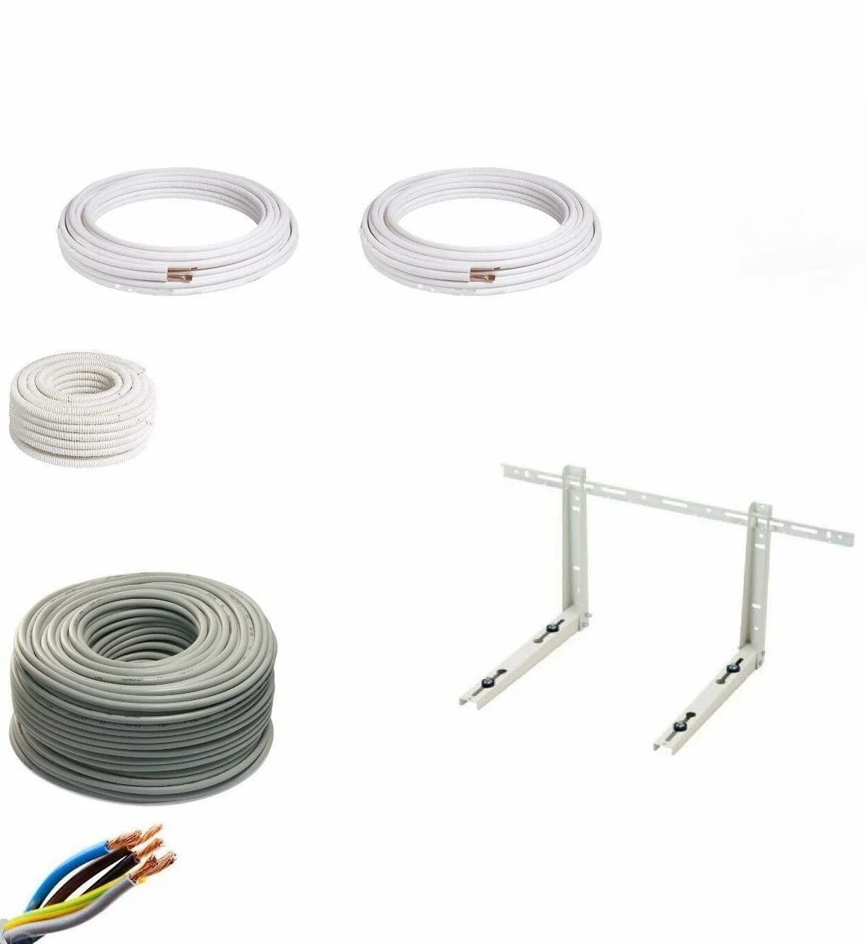 KIT INSTALLAZIONE CONDIZIONATORE CLIMATIZZATORE 4 MT TUBO RAME 1/4" 3/8" STAFFE