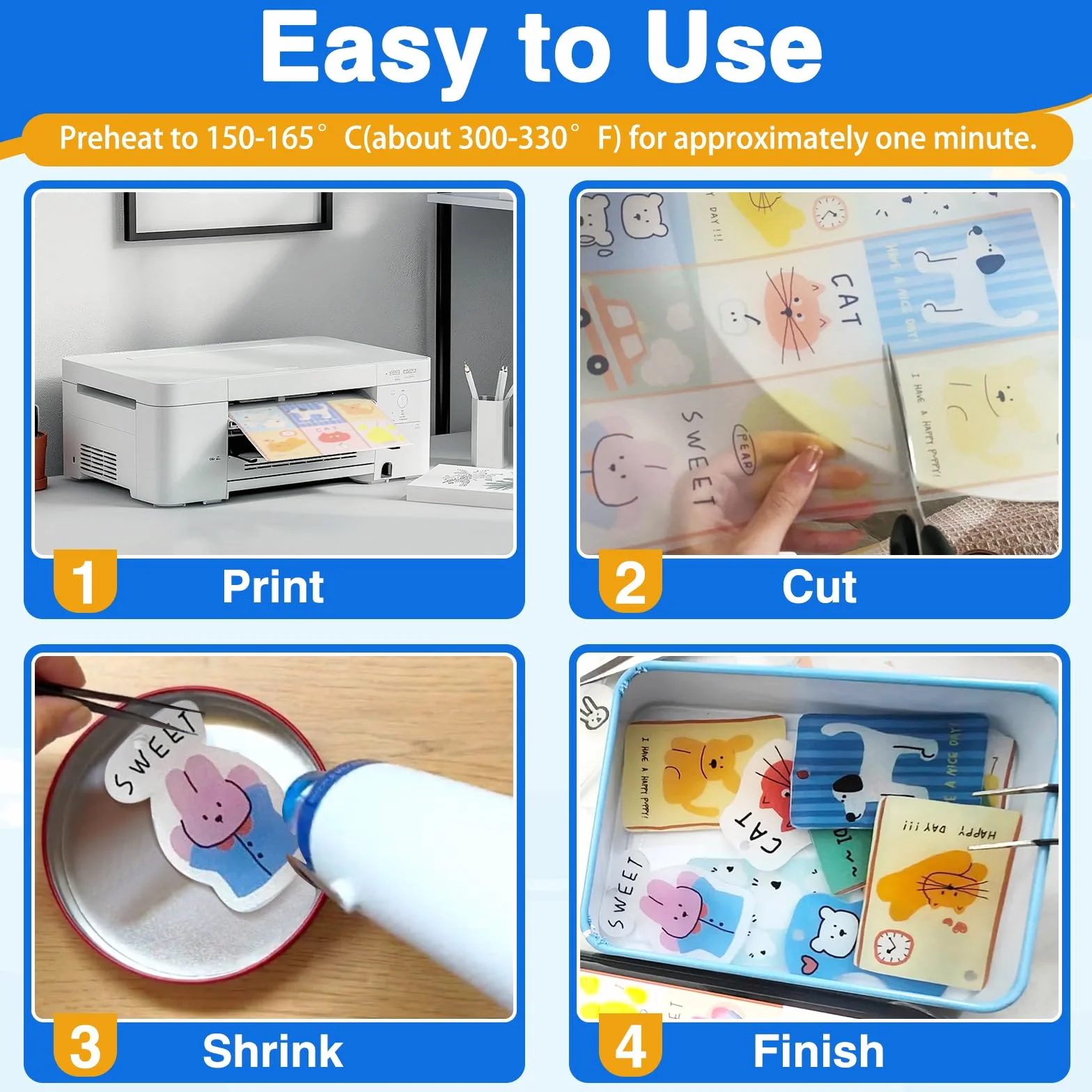 Pezzi Fogli in Plastica Termoretraibile Stampabile A4 Magica Shrink Plastic Kit per Fai-da-Te Artigianato