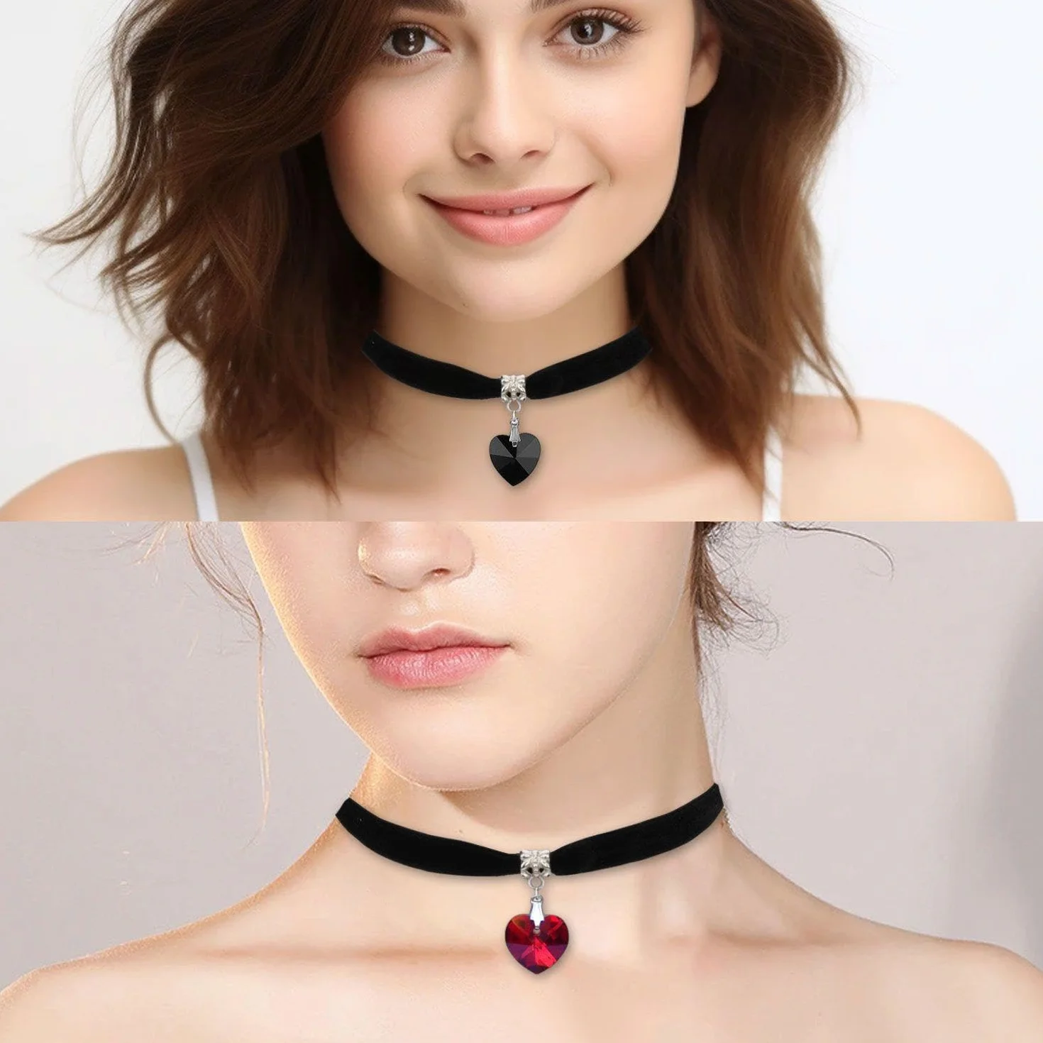D'Amore 2 Pezzi Collana Gotica Cuore Girocollo Velluto Nero