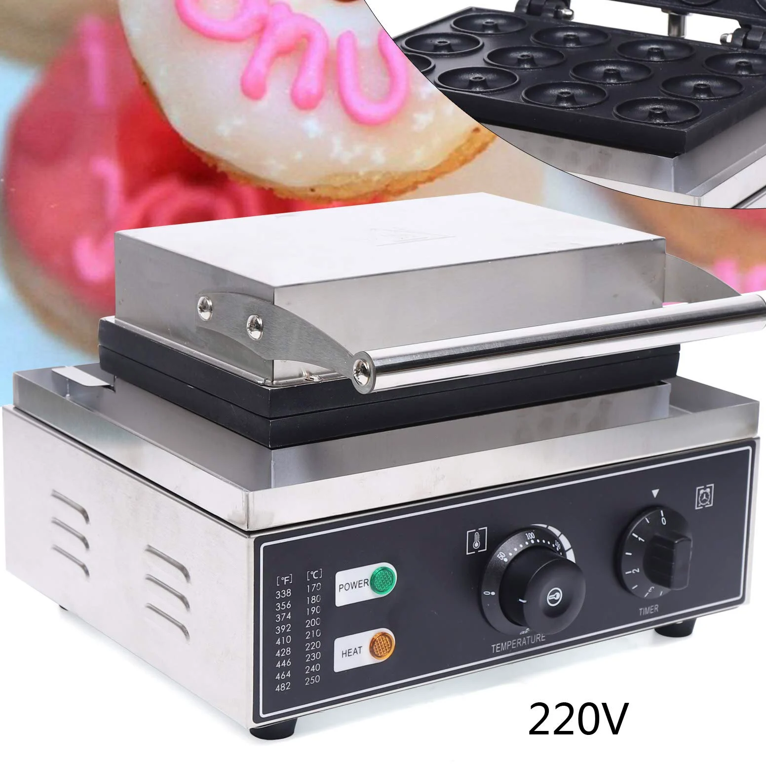 1500W ciambelle piastra ciambelle per 12 ciambelle Doughnut macchina elettrica ciambella produttore 220V commerciale ciambella macchina con rivestimento antiaderente