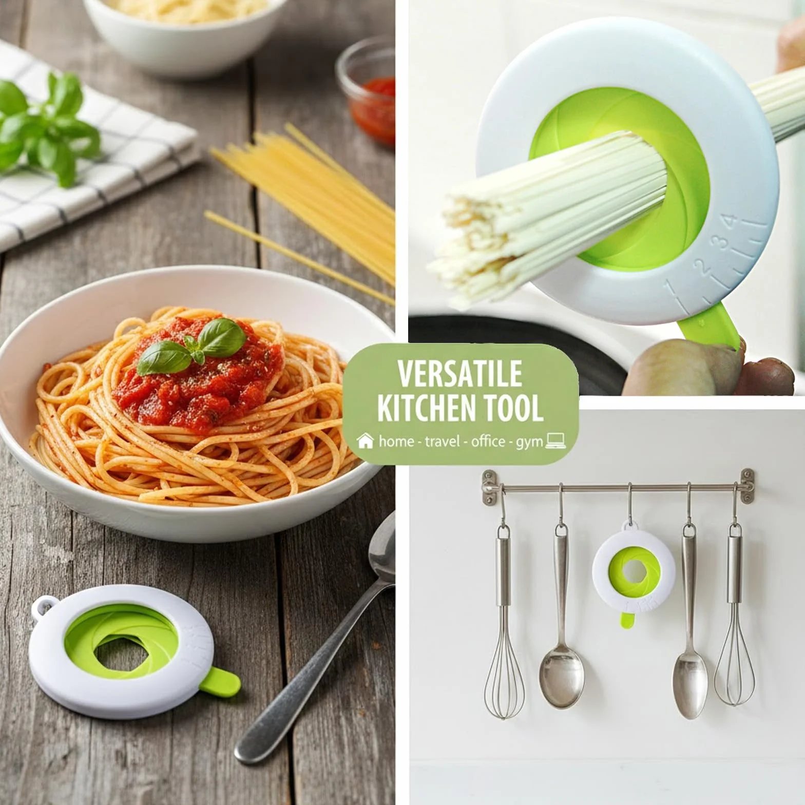 Dosaspaghetti a 4 Fori - Misuratore di Spaghetti per Controllo Porzioni - Gadget Cucina Pratico - Ideale per Pasta in Porzioni Perfette