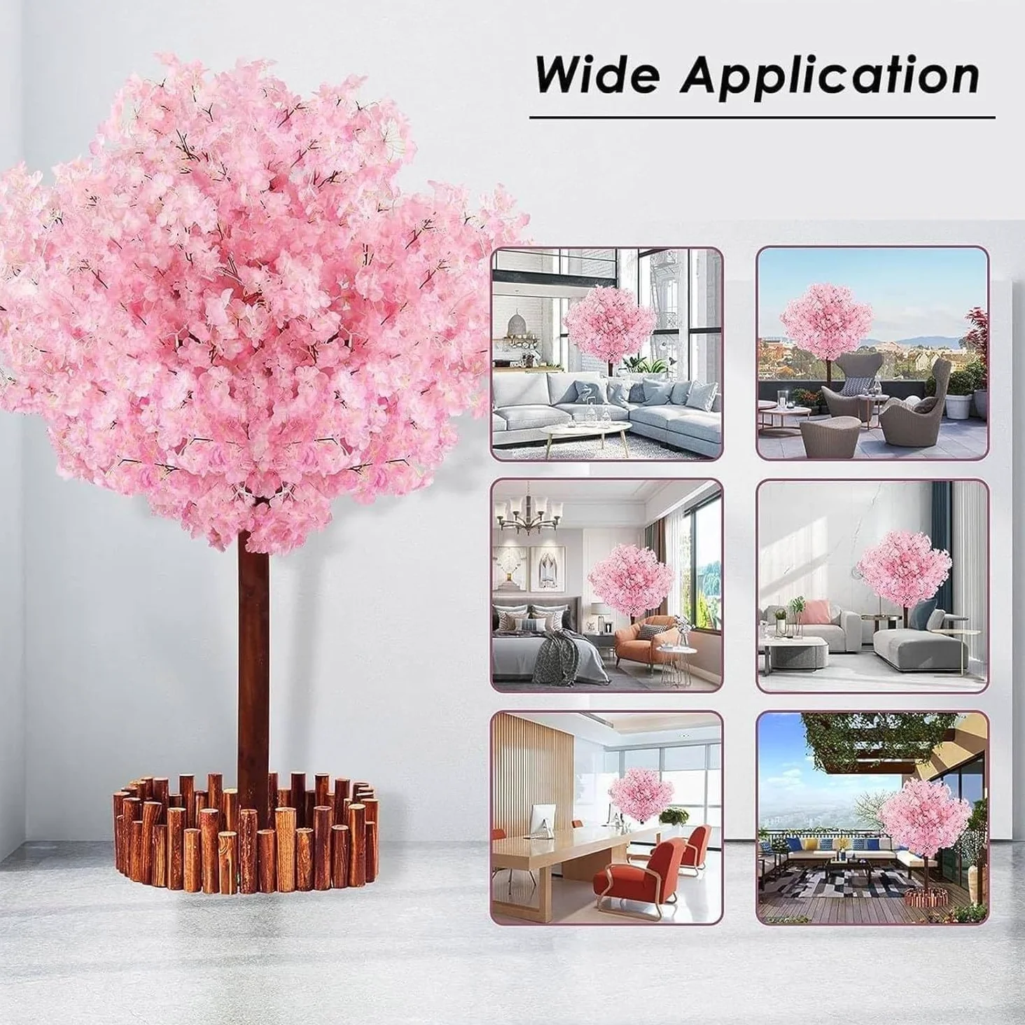 Albero Di Ciliegio Artificiale Con Foglie, Ciliegio Fatto A Mano, Albero Di Ciliegio Artificiale Albero Dei Desideri Finto Rosa, Albero Di Ciliegio Finto Fatto A Mano, Fiori Rosa,Round-1.5x1m