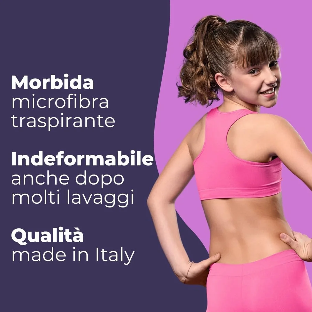FOCENZA Set 3 Pezzi Top Bambina Microfibra Reggiseno Sportivo Bimba Elasticizzato Confortevole Ginnastica Artistica