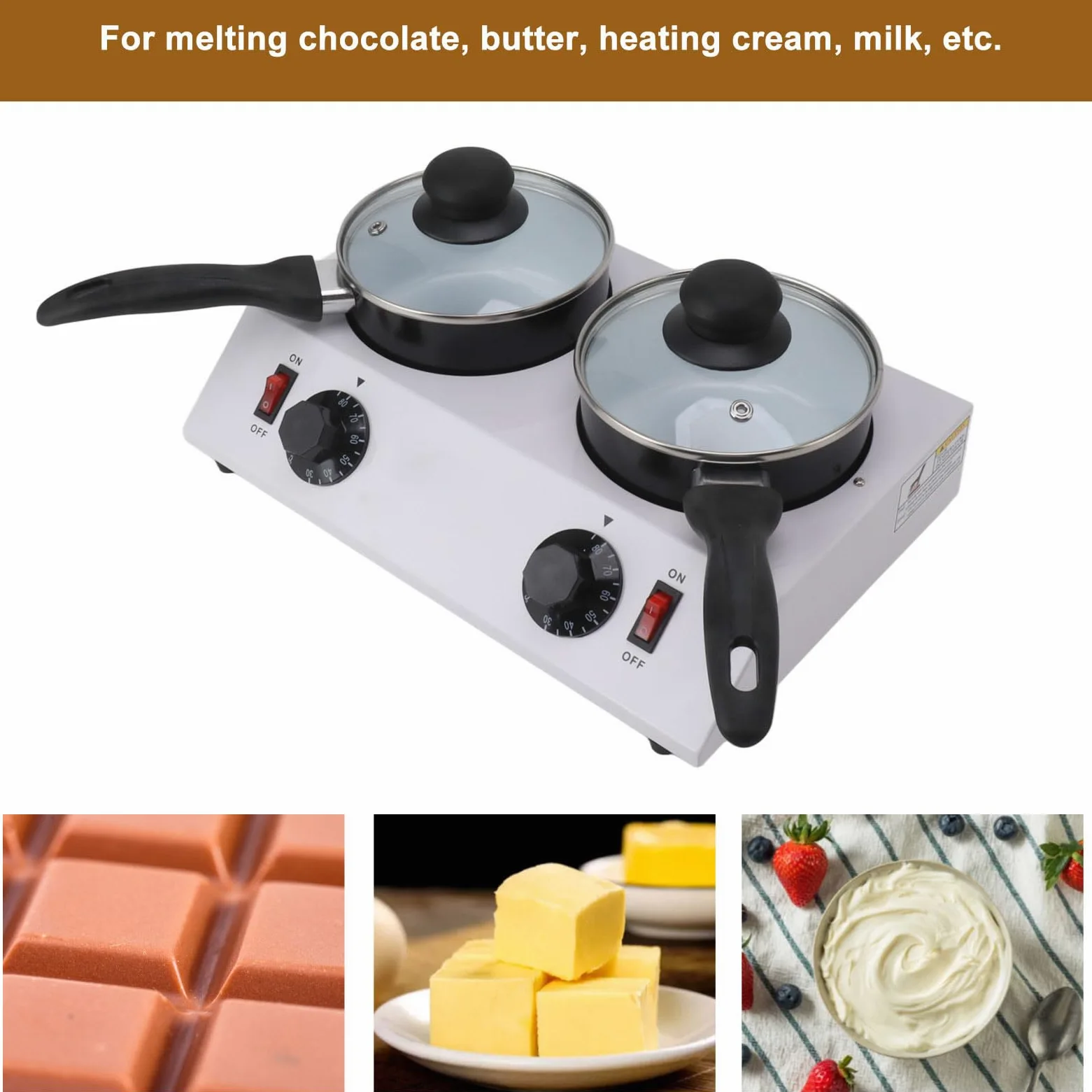 Wakects Macchina elettrica per fusione di cioccolato fusione in alluminio alimentare fusore cioccolato 2 serbatoi Elettrico Tempering Pot (EUspina 220 V)
