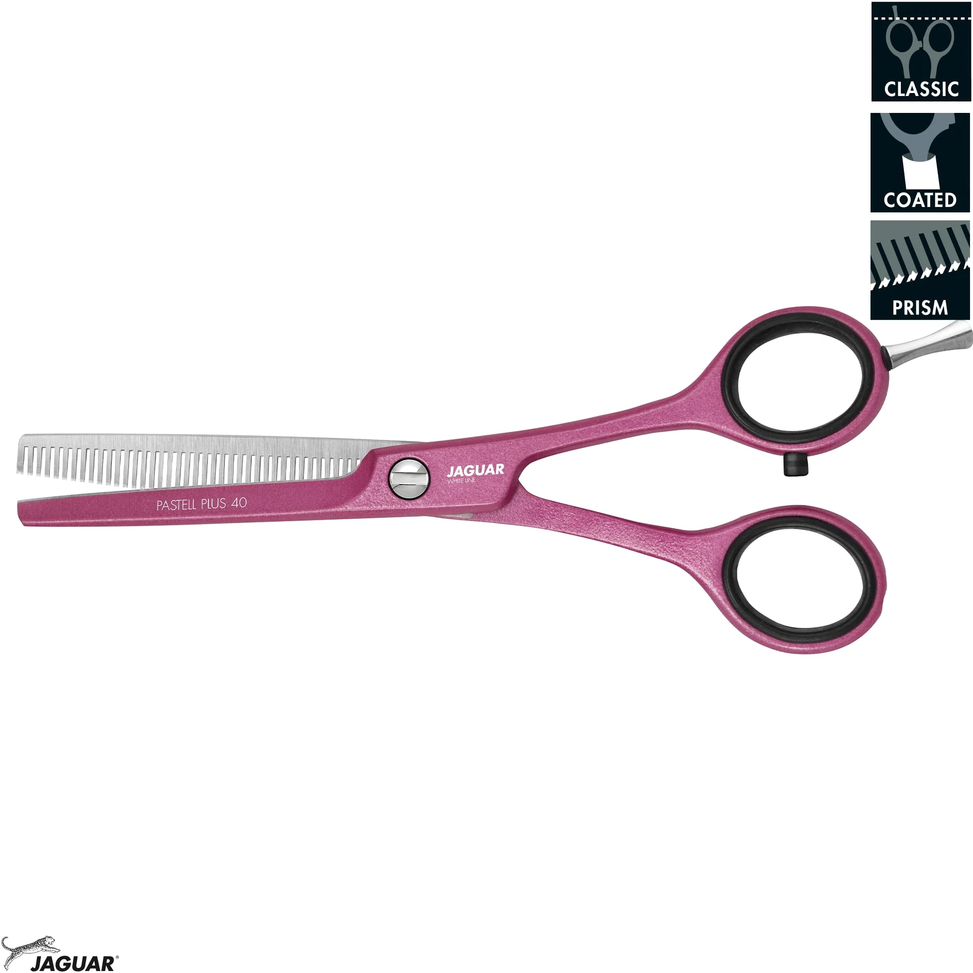 JAGUAR Forbici da modellatura PASTELL PLUS Berry Classic 40 5,5" | Forbici da texturizzazione con 40 denti sfolti a taglio prismatico | Rivestimento metallico antiallergico | Prodotto in Germania
